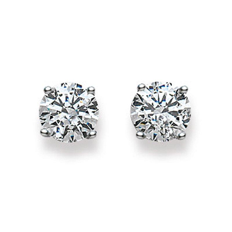MUAU Schmuck Ohrstecker Weissgold 750 Zirkonia 7mm
