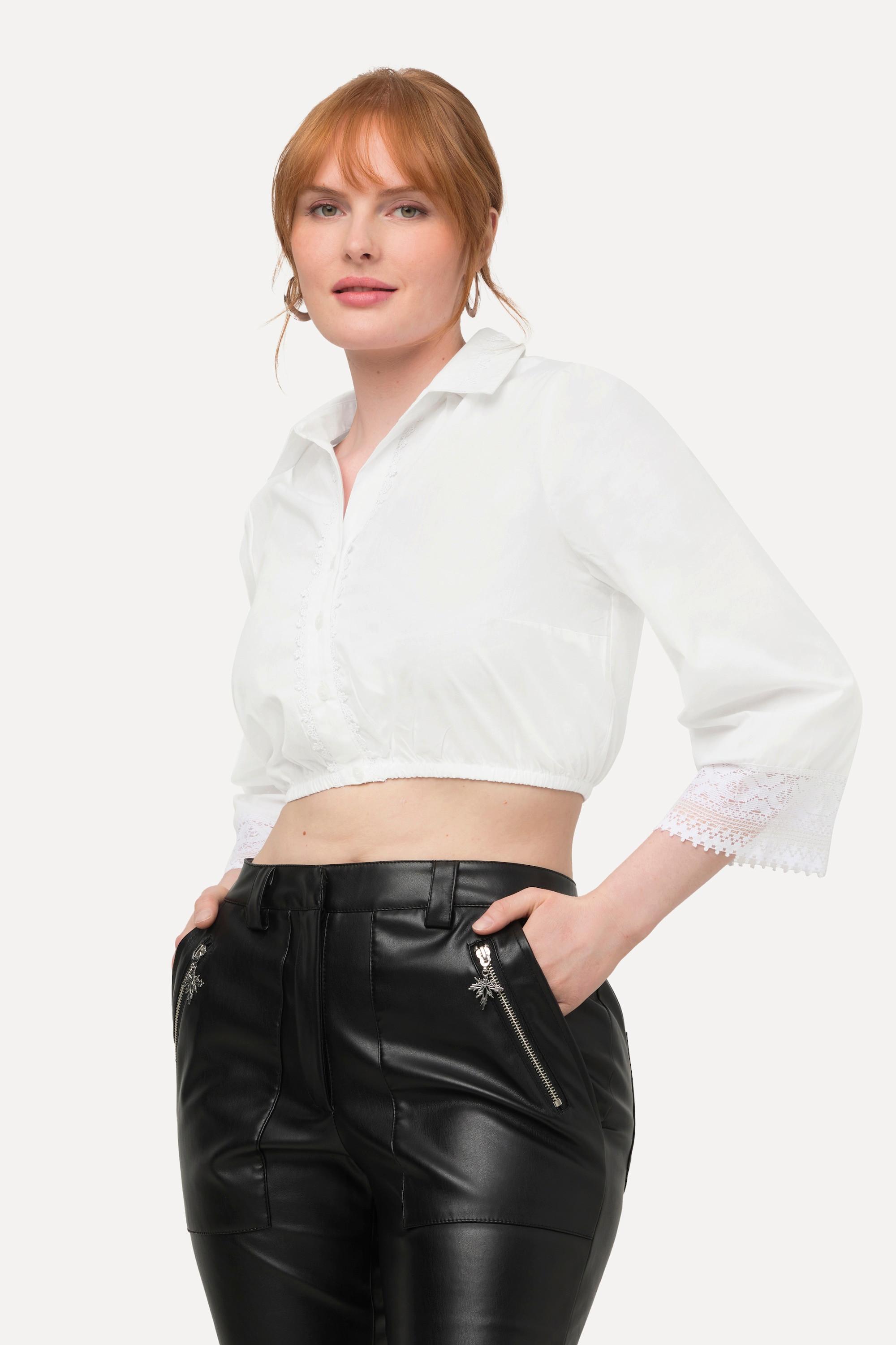 Ulla Popken Dirndlbluse Hemdkragen 3/4-Arm