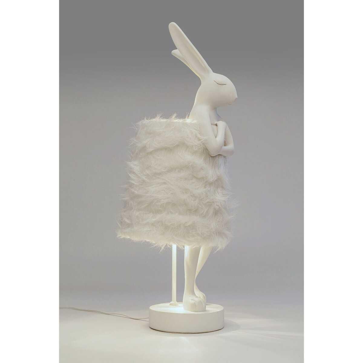 KARE Design Tischleuchte Animal Rabbit Fur weiss silber 68
