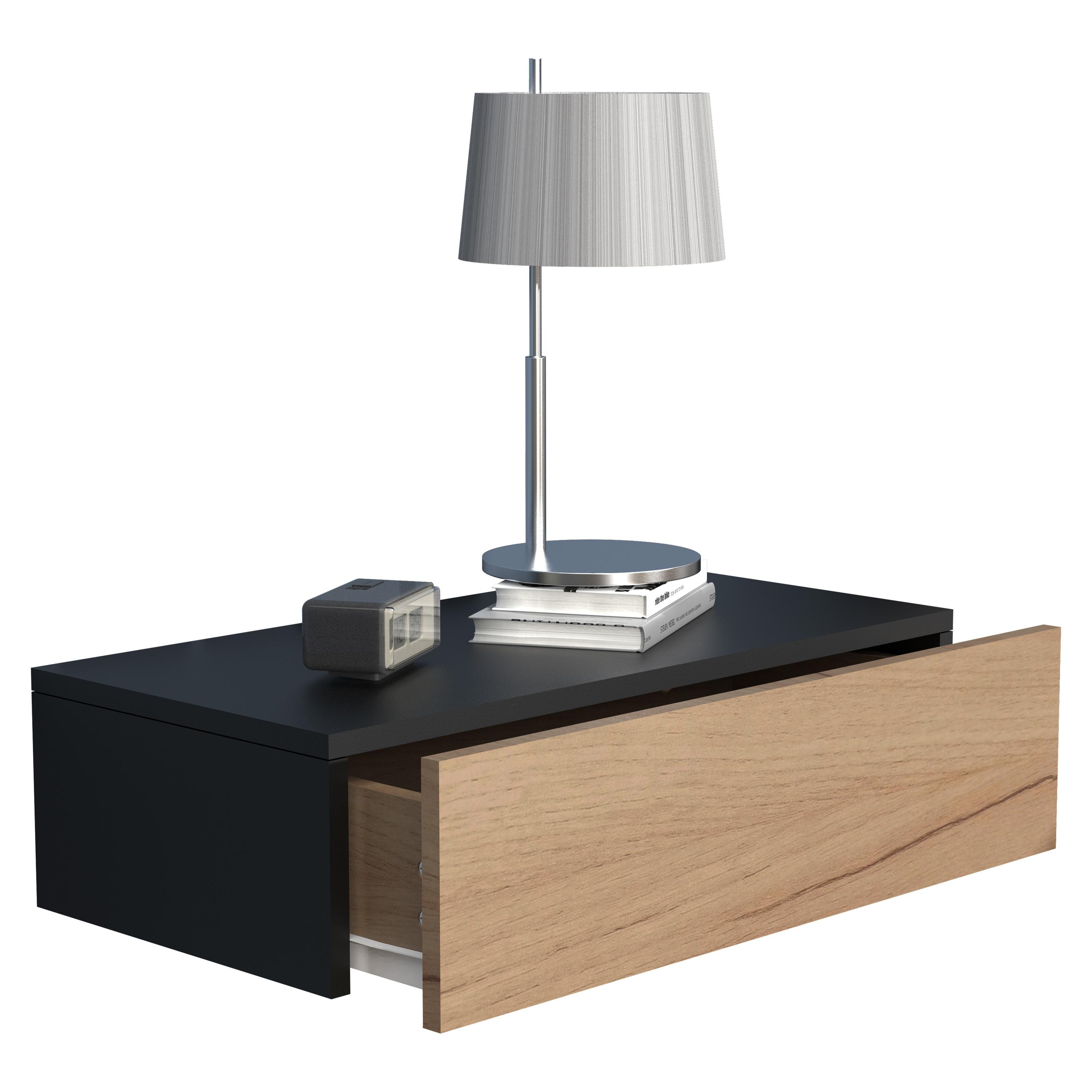 VCM Holz Wandschublade Nachtschrank Wandboard Schublade Konsole Nachttisch Usal M 60 cm