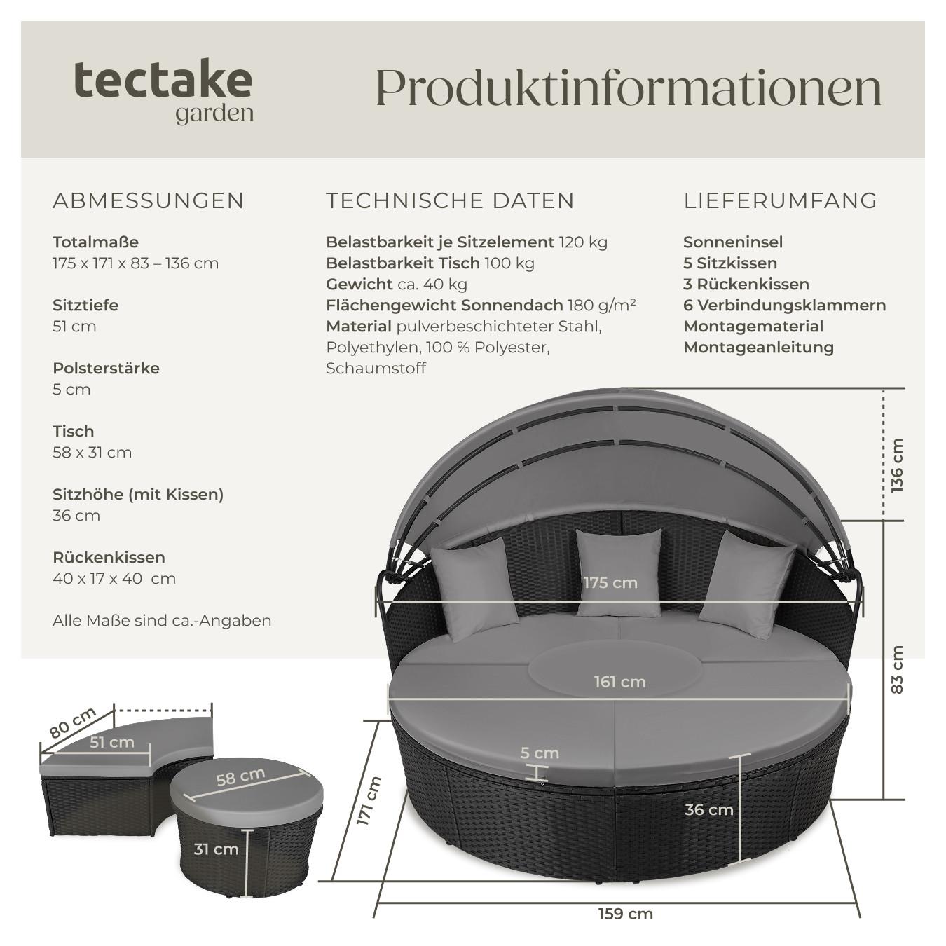 Tectake Rattan Sonneninsel Santorin
