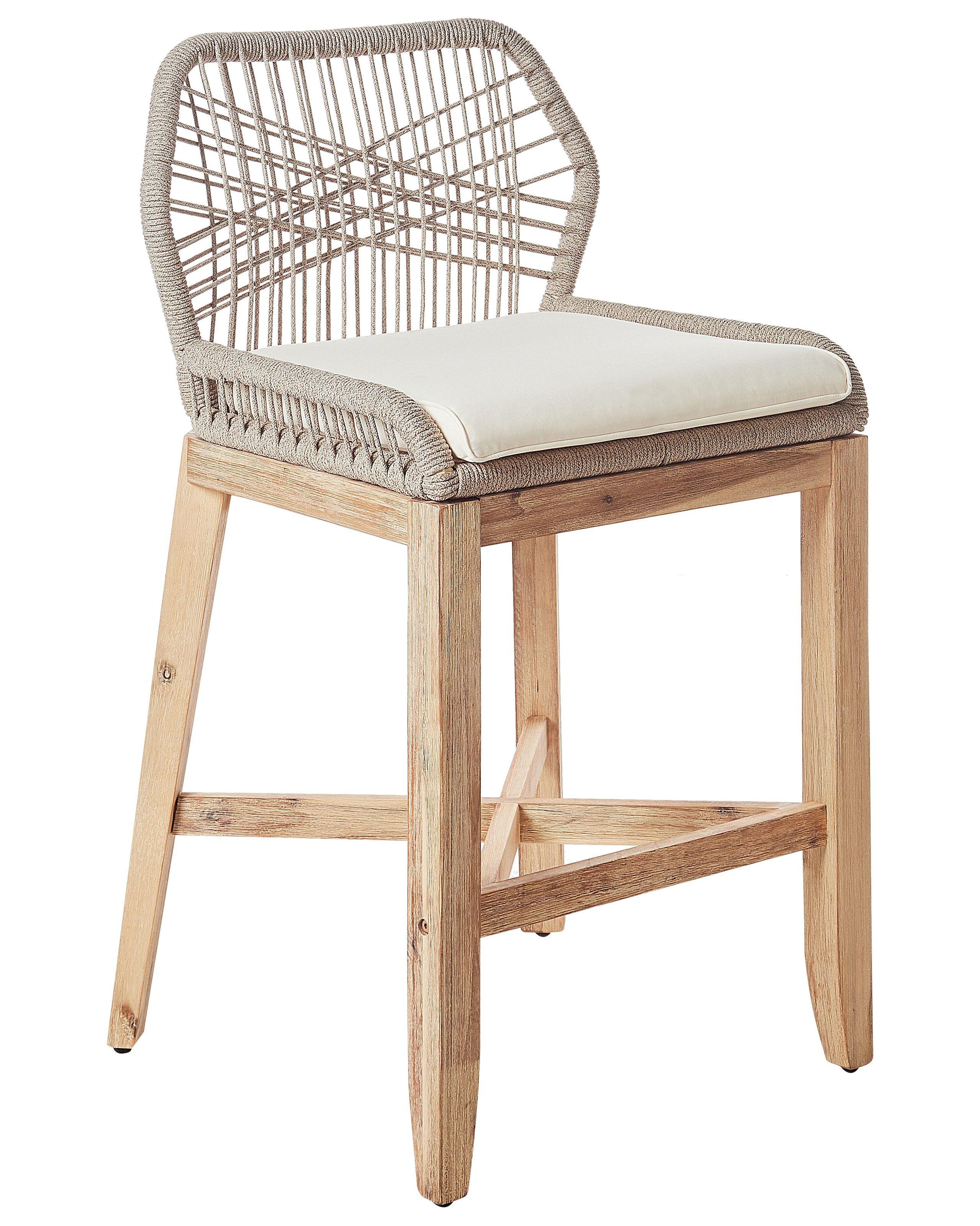 Beliani Garten-Barhocker 2er Set aus Akazienholz Boho TALAMONE