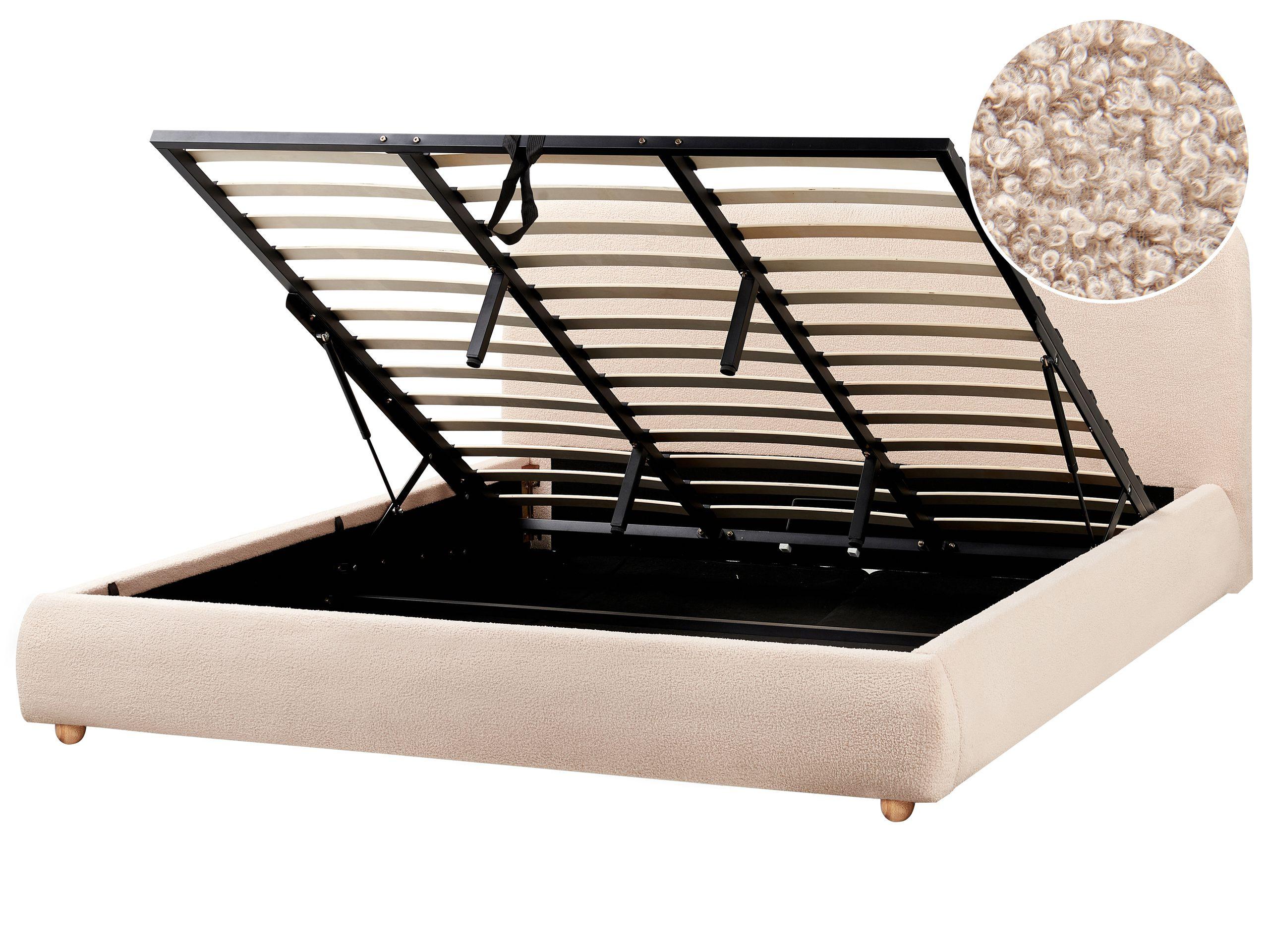 Beliani Bett mit Stauraum aus Bouclé Modern BLAGNAC