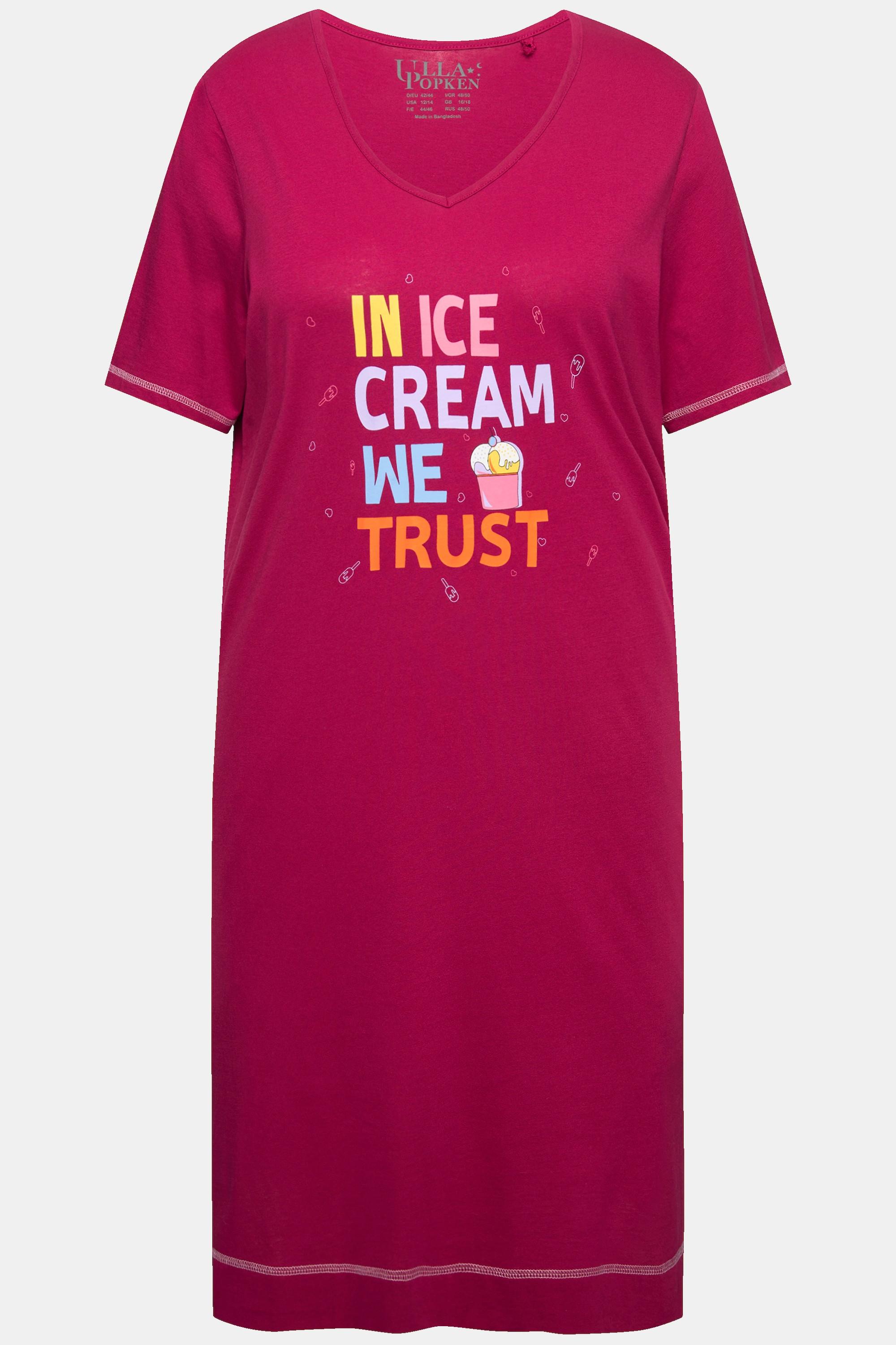 Ulla Popken Bigshirt, bedruckt, V-Ausschnitt, Halbarm