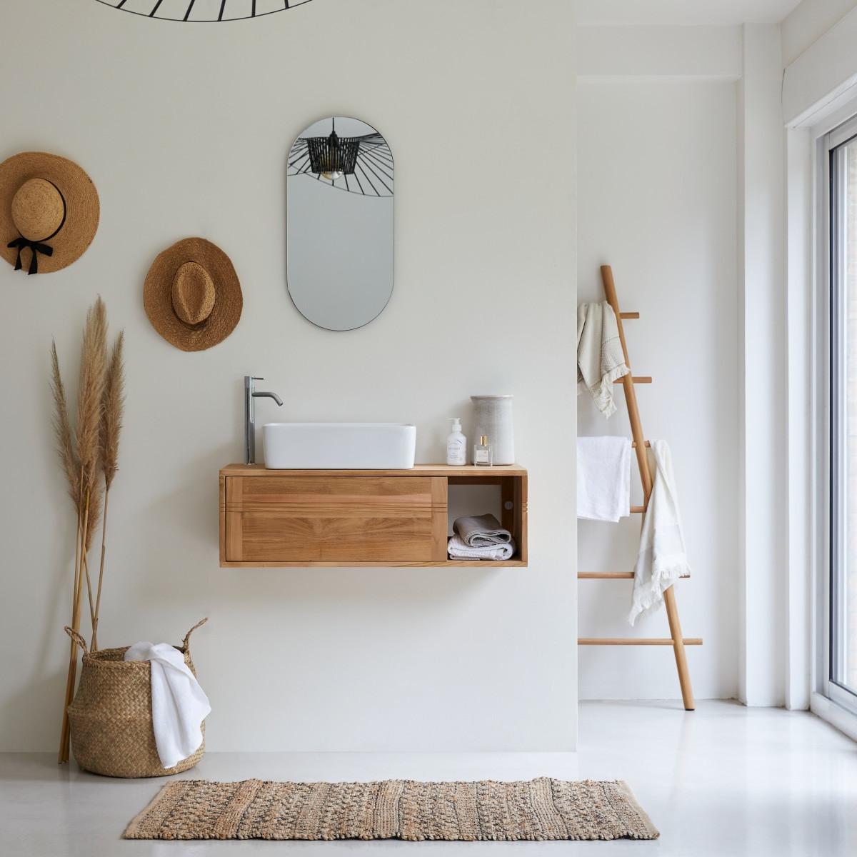 Tikamoon Waschtischunterschrank aus massivem Teakholz 95 cm Basic