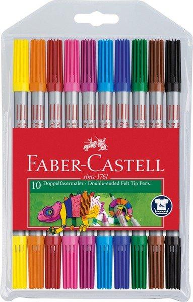 Faber-Castell FABER-CASTELL Doppelfasermaler 1/3-5mm 151110 10 Farben, Etui