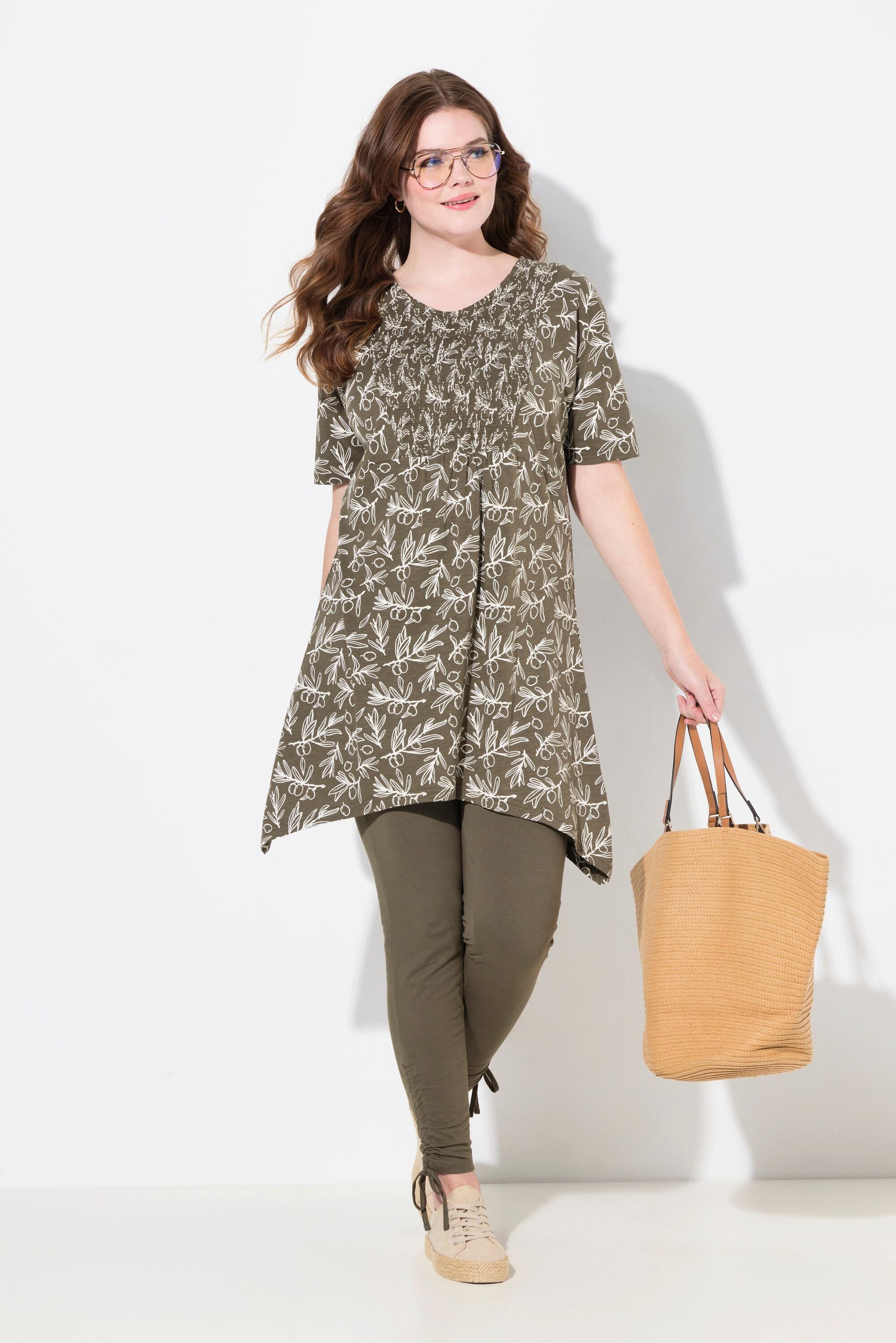 Ulla Popken A-Linie V-Ausschnitt Halbarm Longshirt
