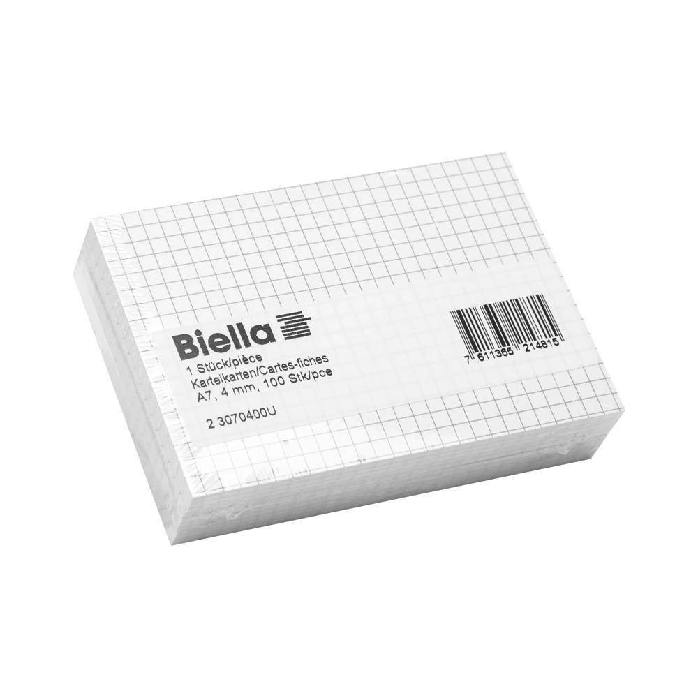 Biella Karteikarten A7 kariert 4 mm