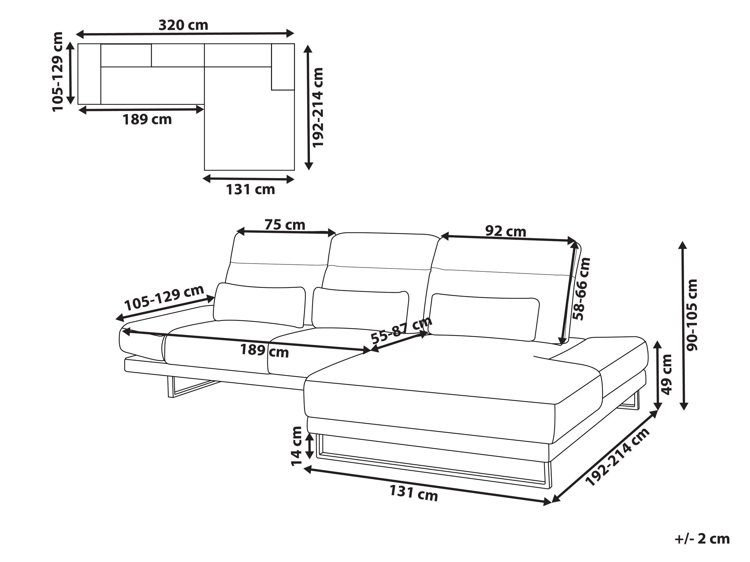 Beliani Linksseitiges Ecksofa aus Polyester Modern IKAST