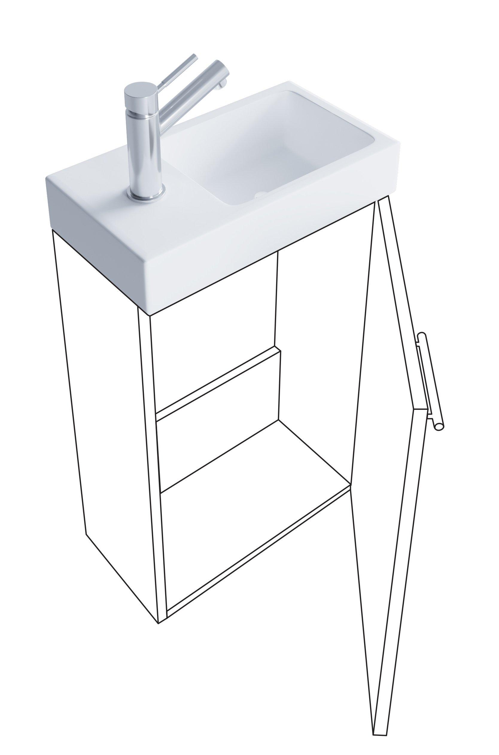 VCM 2-tlg Badmöbel Set Gäste WC Gästebad Waschplatz Waschtisch klein schmal Slito