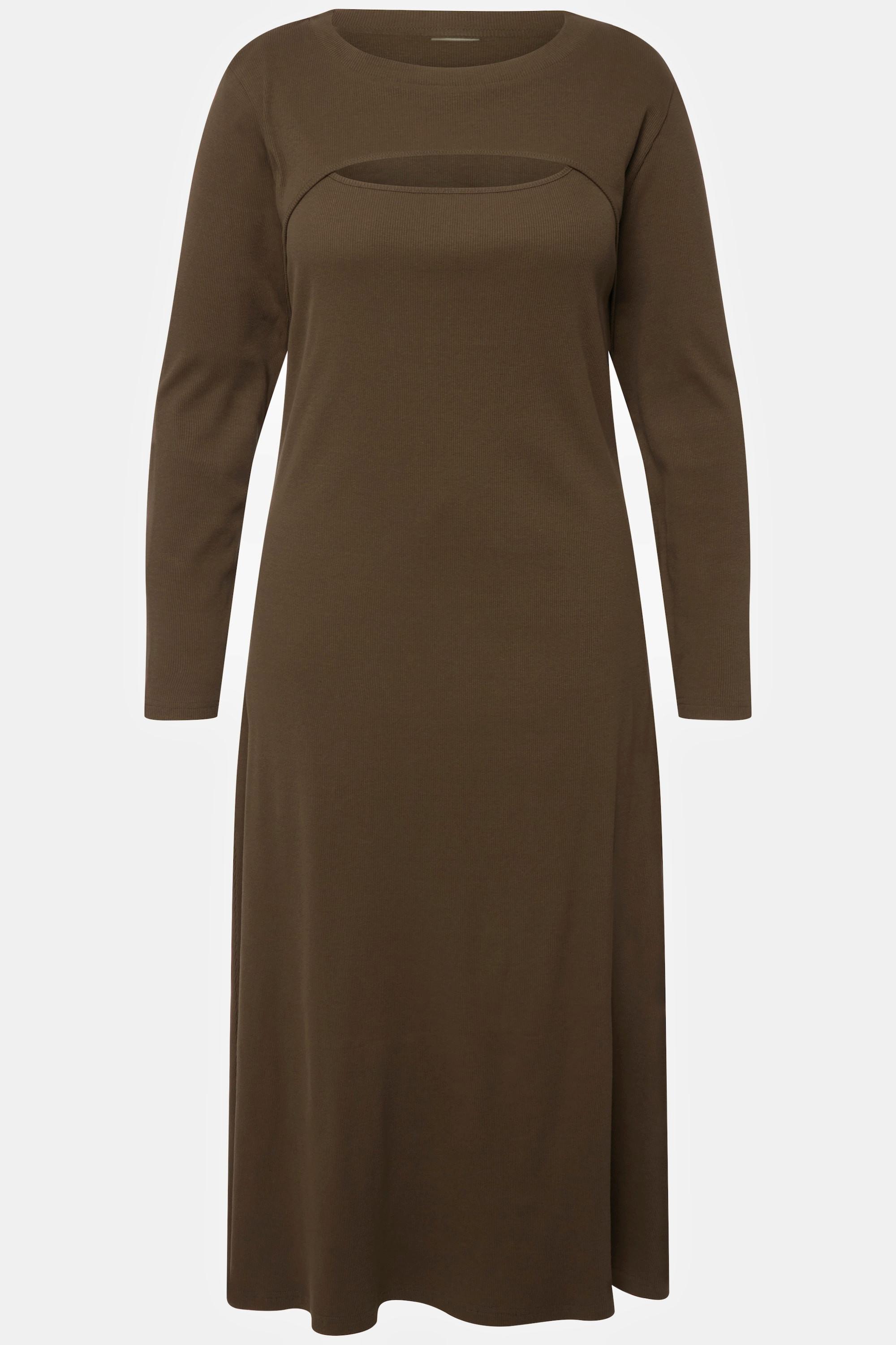Ulla Popken Midikleid mit Bolero-Shirt und Carree-Ausschnitt