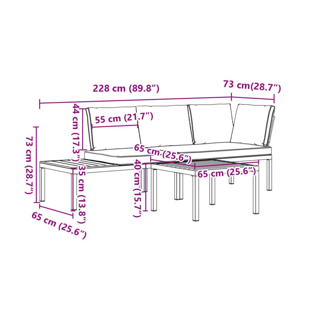 VidaXL Garten sofagarnitur aluminium