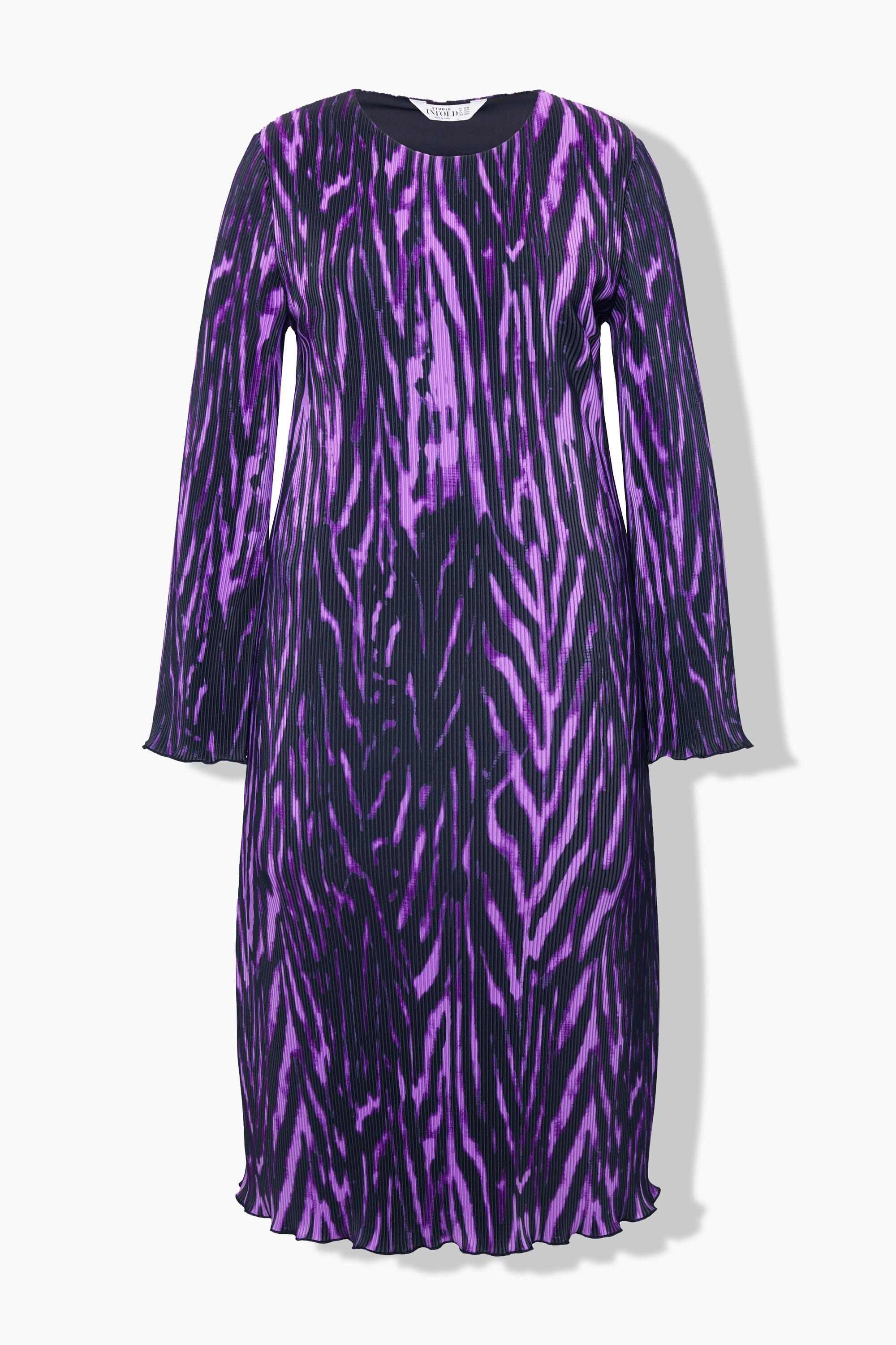 Studio Untold Plissee Midikleid Slim Shape Alloverprint Langarm
