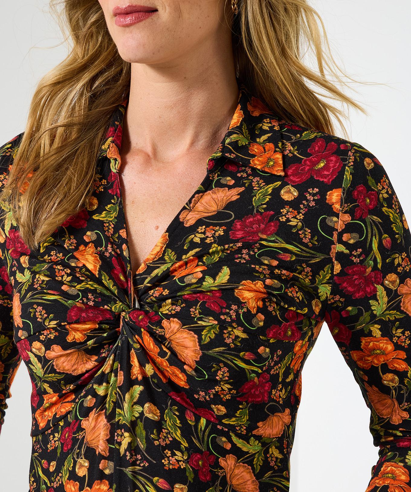 Joe Browns Jersey-Top mit Blumenprint, Kragen und Twistfront