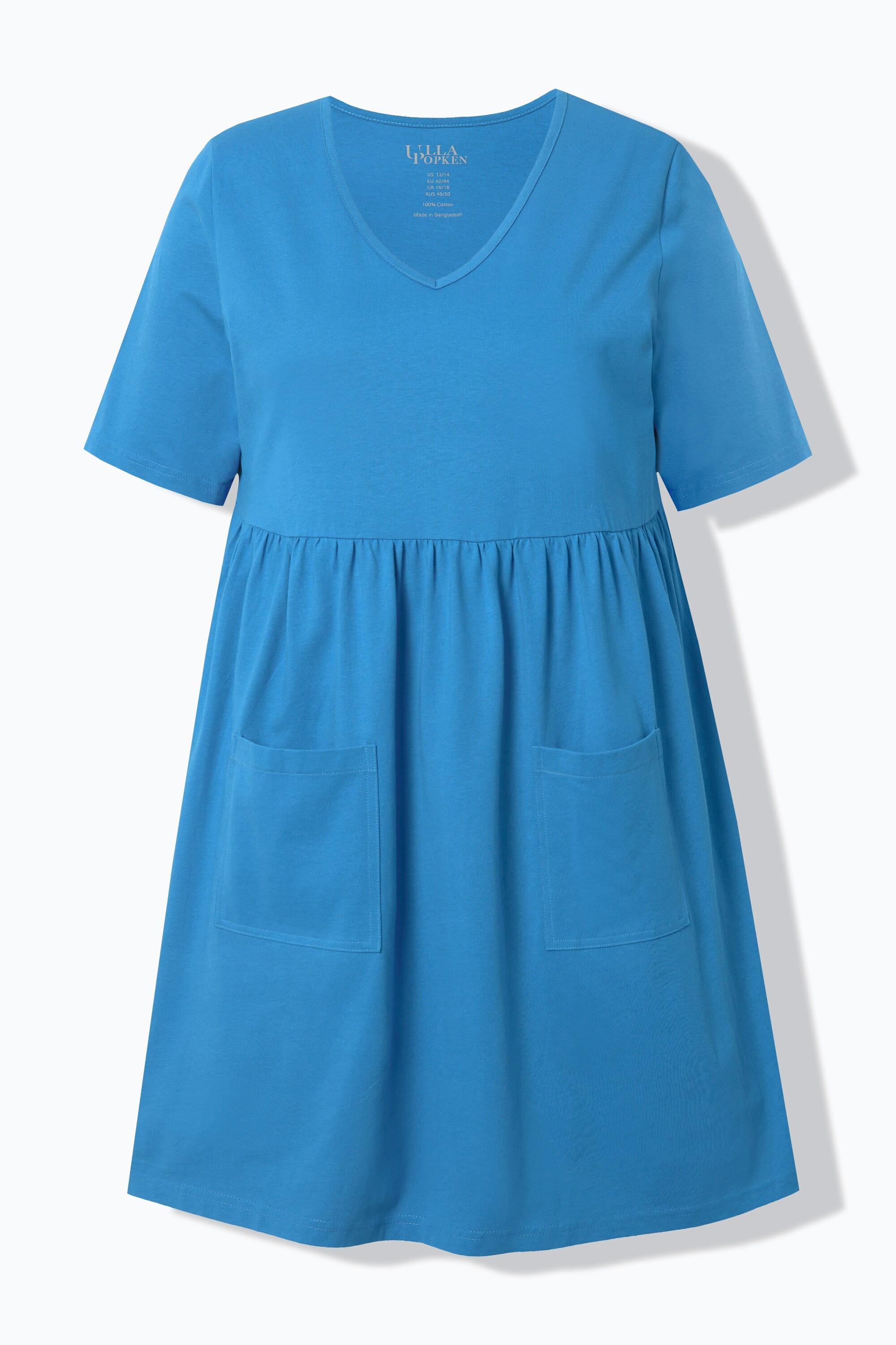 Ulla Popken Longshirt Empirenaht A-Linie V-Ausschnitt Halbarm