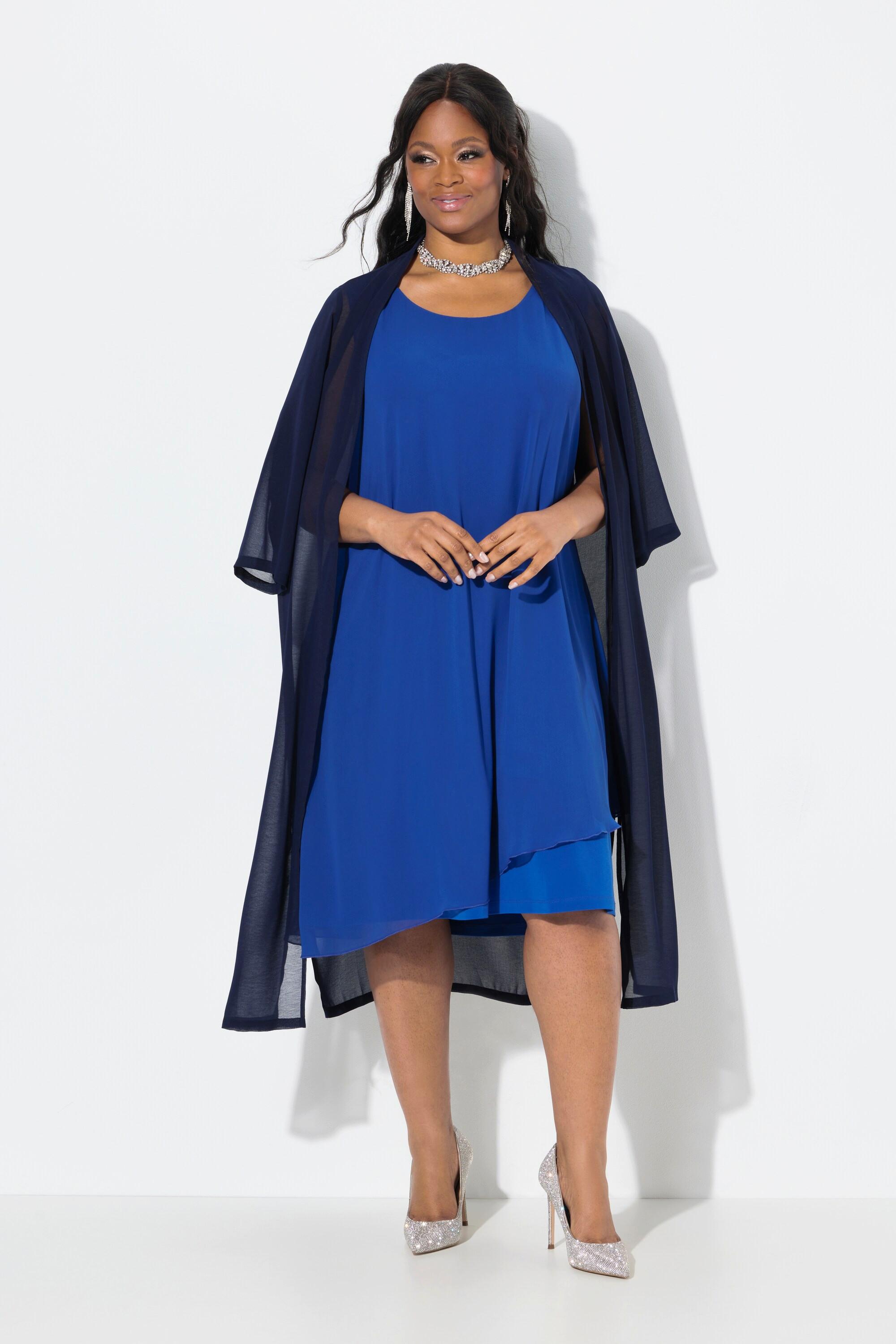 Ulla Popken Doppellagiges A-Linien Kleid ärmellos Rundhals