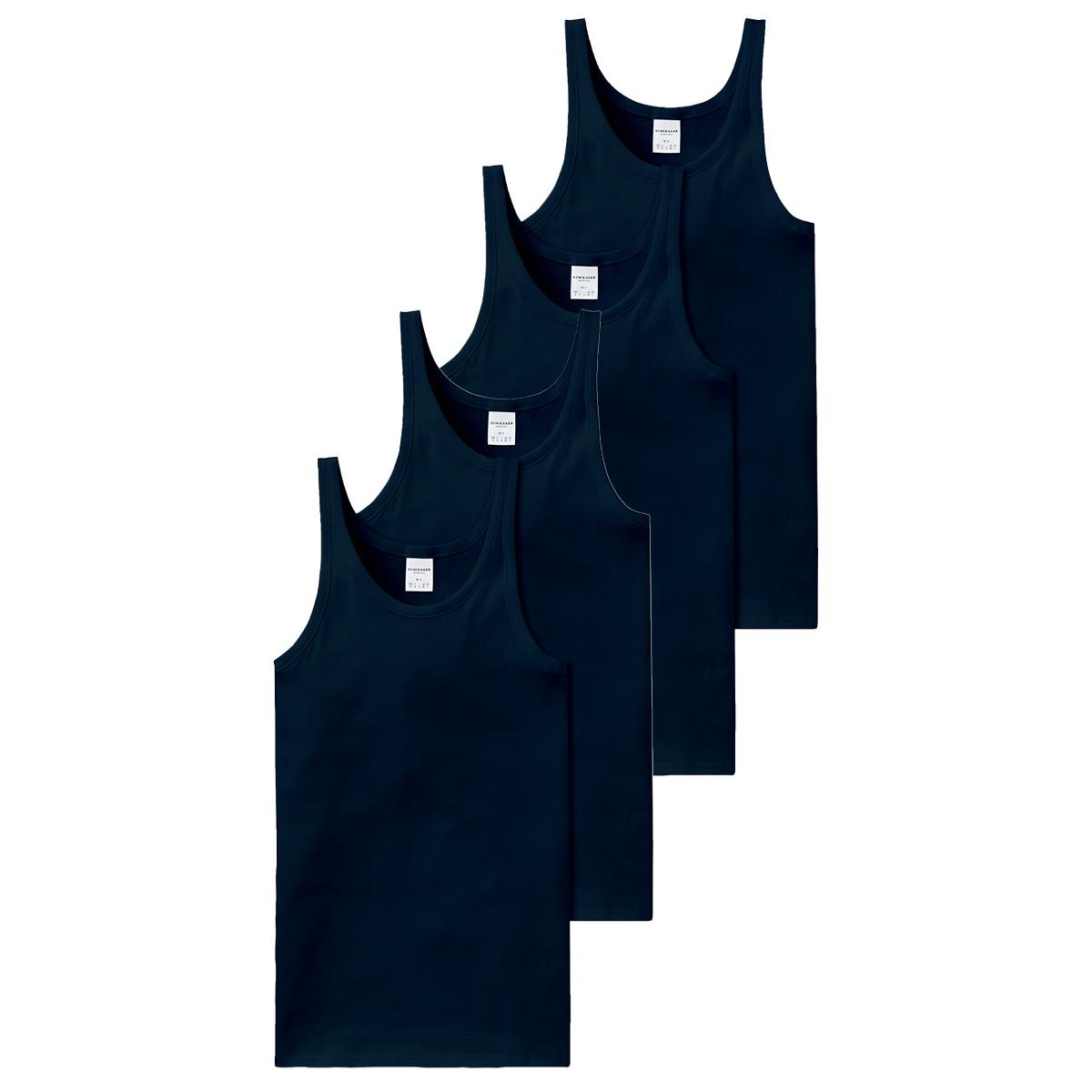 Schiesser 4er Pack Cotton Essentials Feinripp - Unterhemd / Tanktop