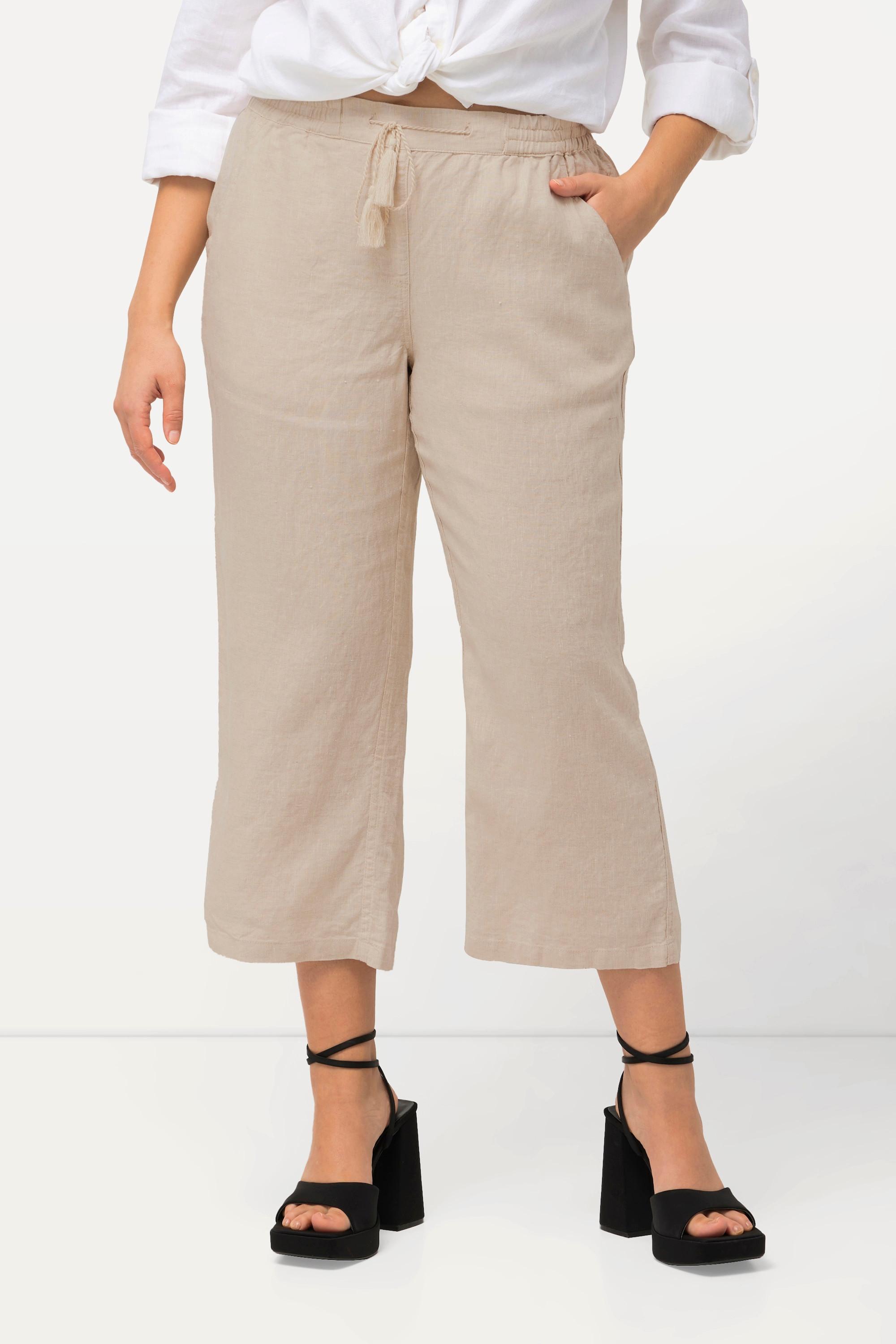 Ulla Popken 7/8 Leinenhose mit elastischem Bund