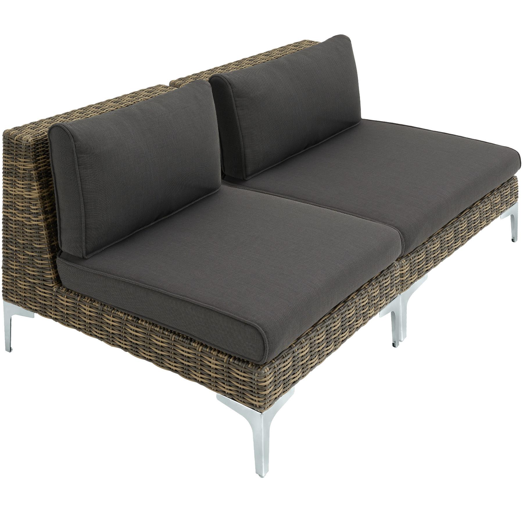 Tectake Modulares Rattanset Villanova Aluminium Set 3 2-Sitzer