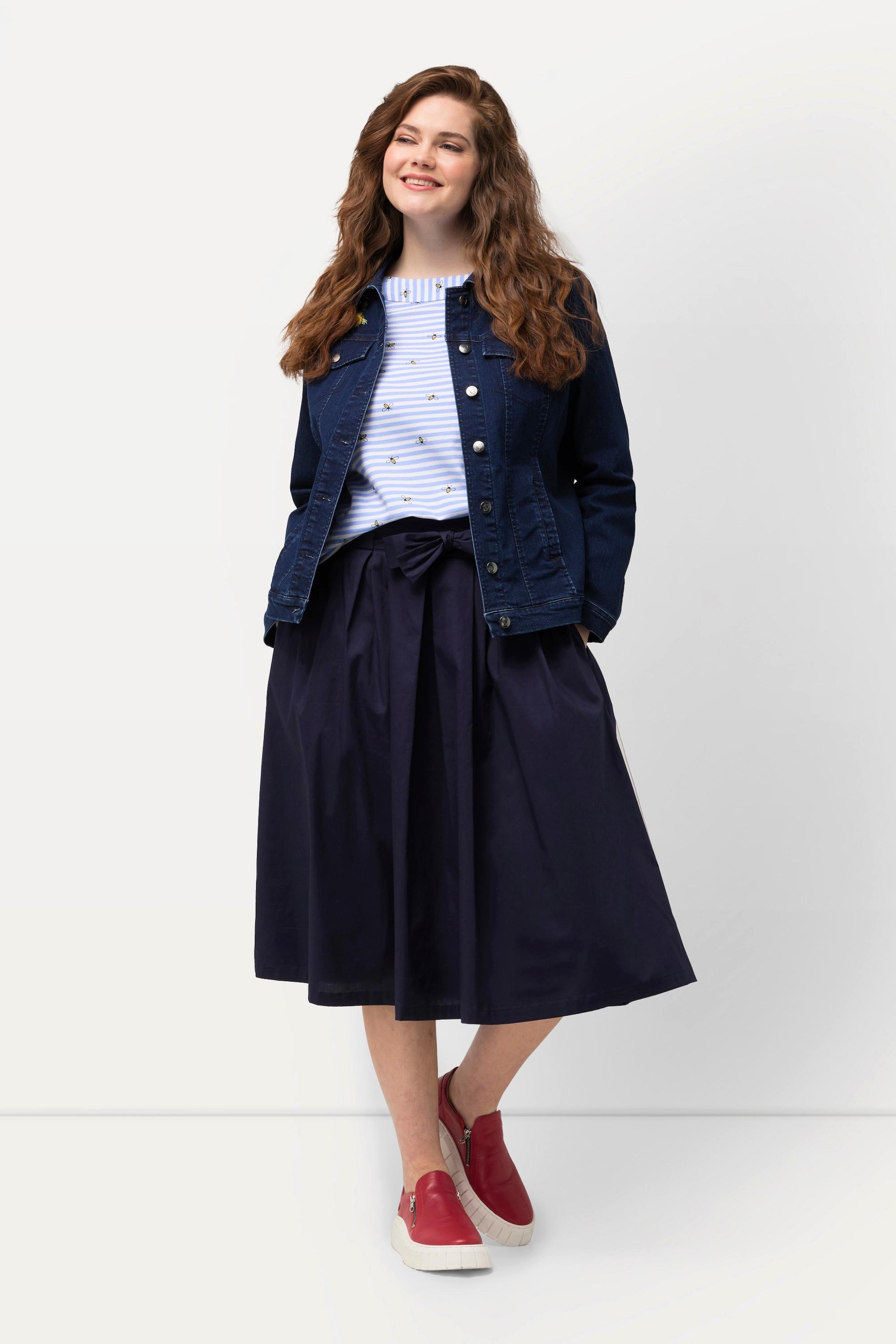 Ulla Popken Faltenrock, A-Linie, Komfortbund, Bindeband