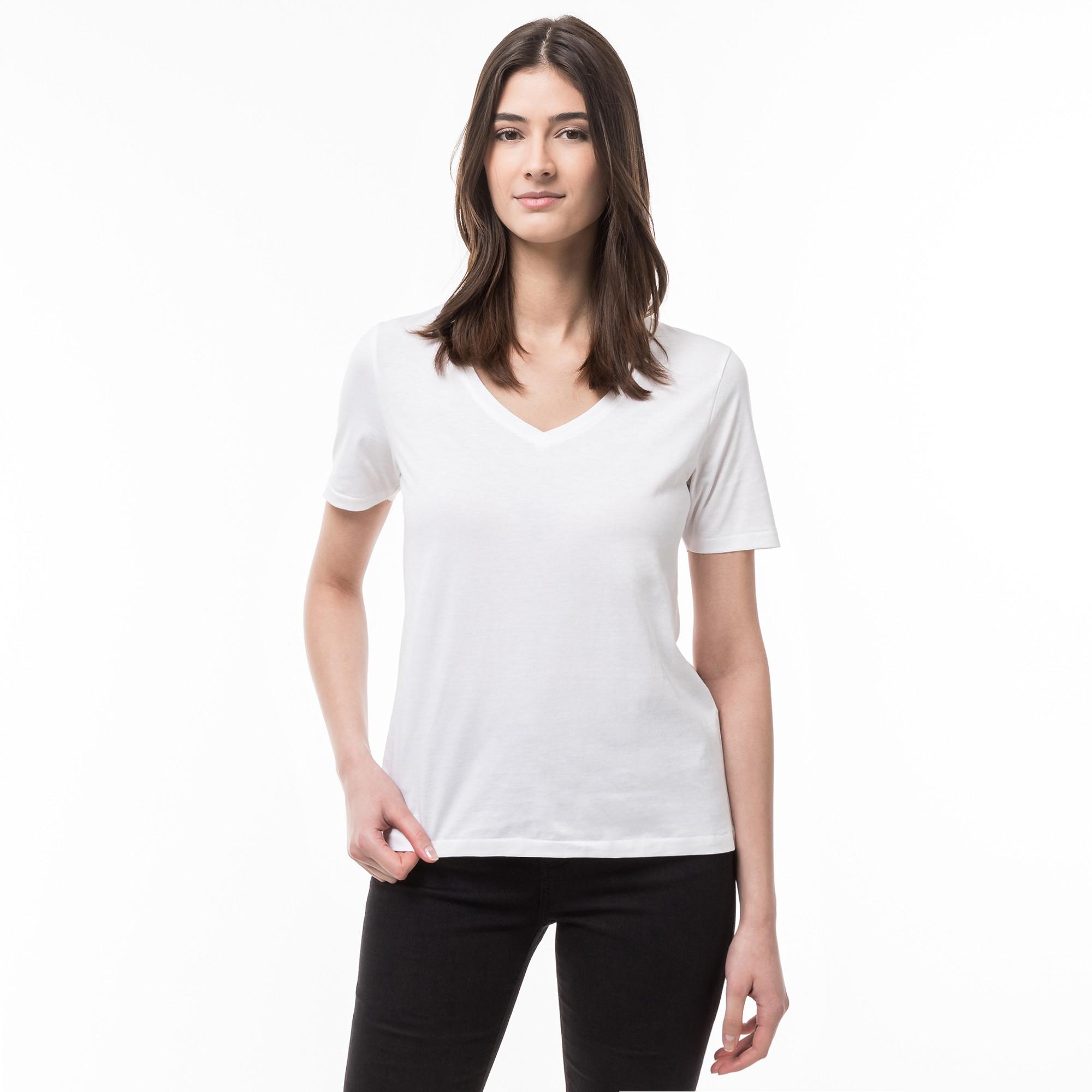 Manor Woman Pima Kurzarm V-Ausschnitt T-Shirt