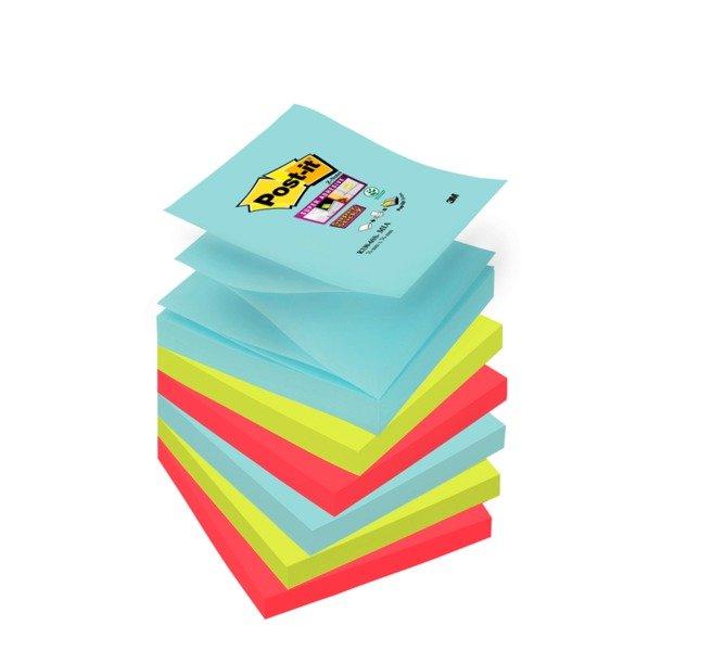Post it POST-IT Super Sticky Z-Notes 76x76mm R3306SSMI Miami 3 Farben 6x90 Blatt
