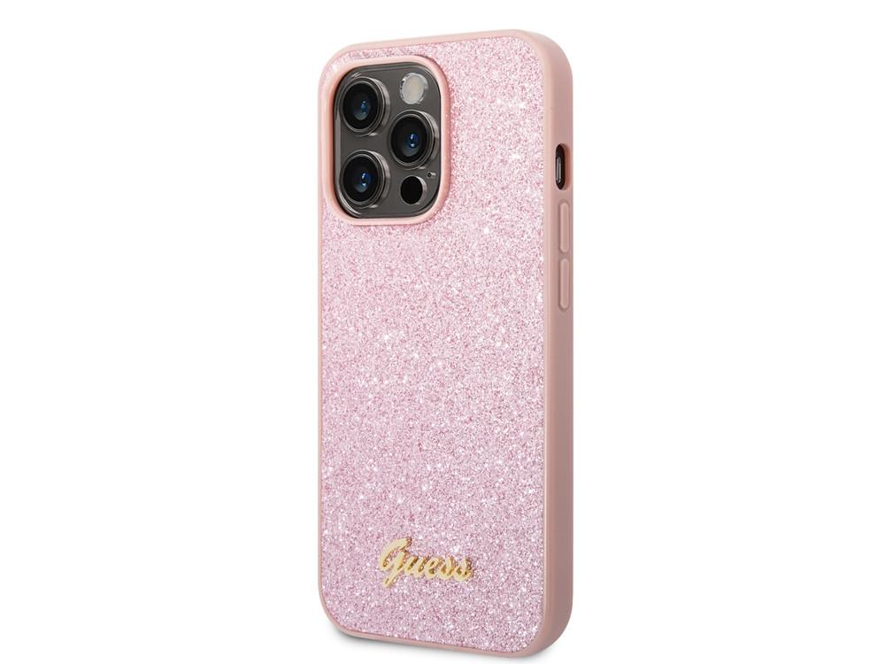 GUESS Hülle iPhone 14 Pro TPU Glitter Script
