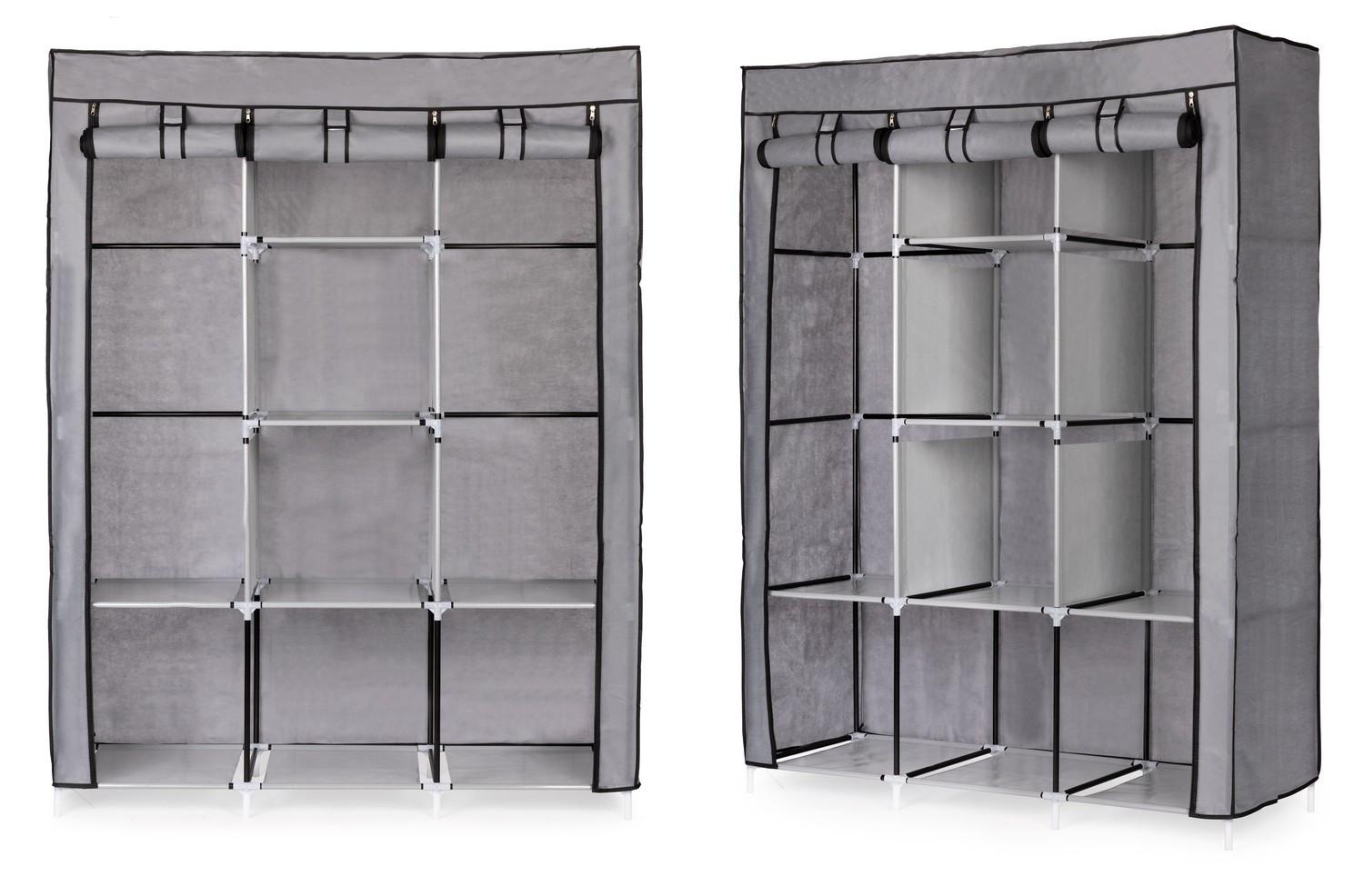 Northix Textilgarderobe – eine große Stoffgarderobe mit Regalen für Kleidung und Schuhe