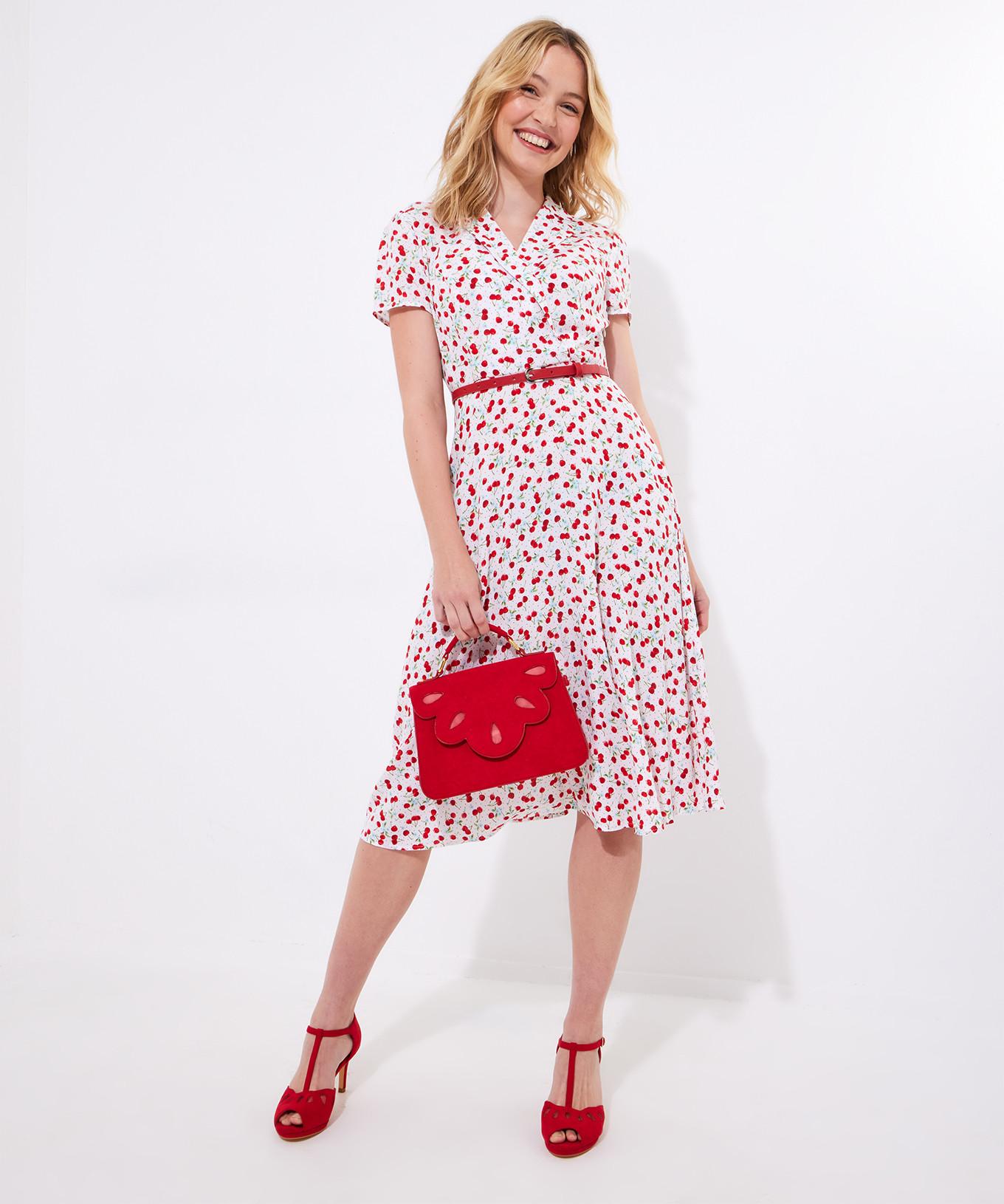 Joe Browns PETITE Midikleid mit Krawatte und Kirschenmuster