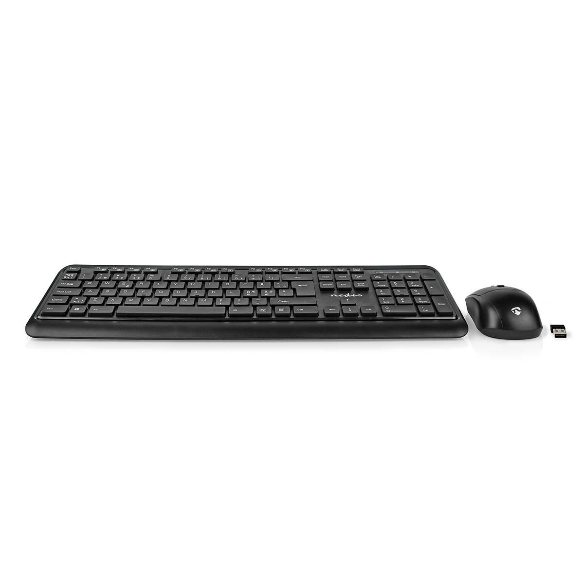 Nedis Maus und Tastatur | Kabellos | Maus- und Tastaturanschluss: USB | 800 / 1200 / 1600 dpi | Einstellbare DPI | QWERTY | ND Layout