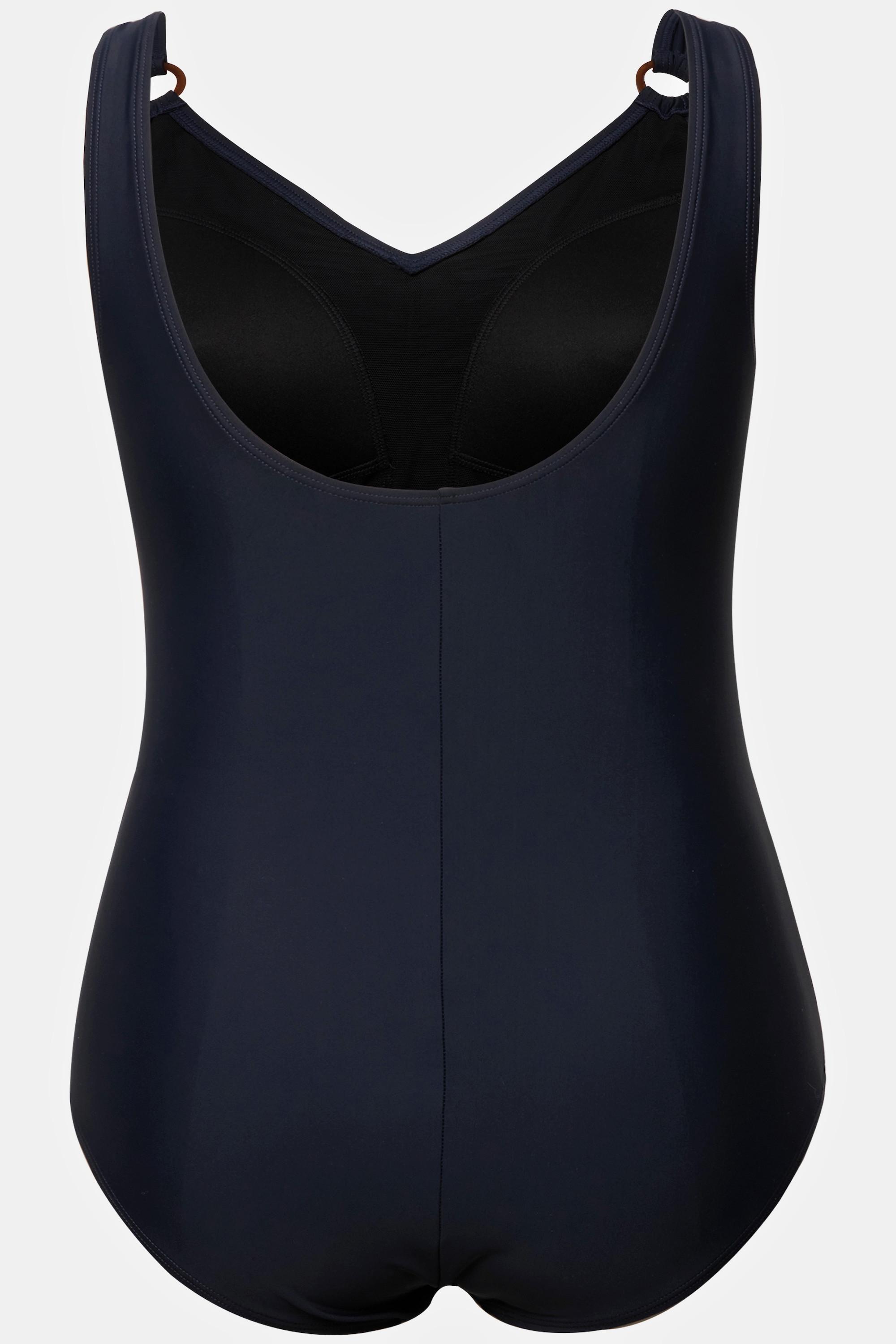 Ulla Popken Badeanzug, Kakteen, Softcups, Zierringe, recycelt