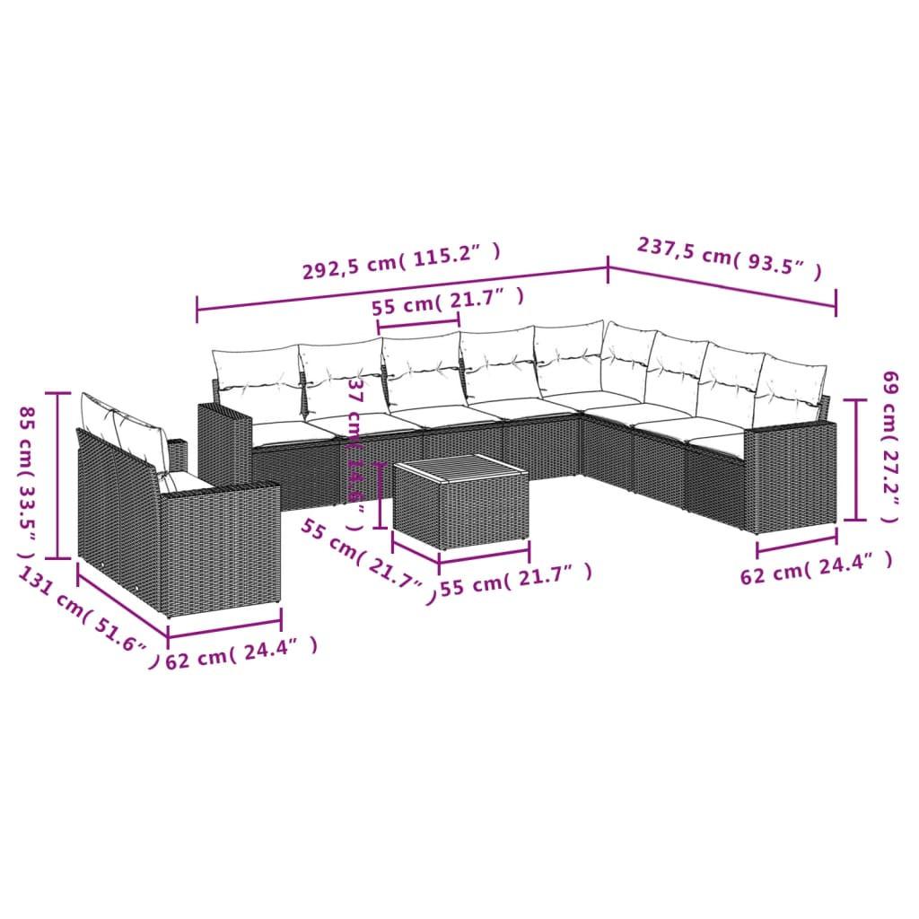 VidaXL Garten sofagarnitur poly-rattan