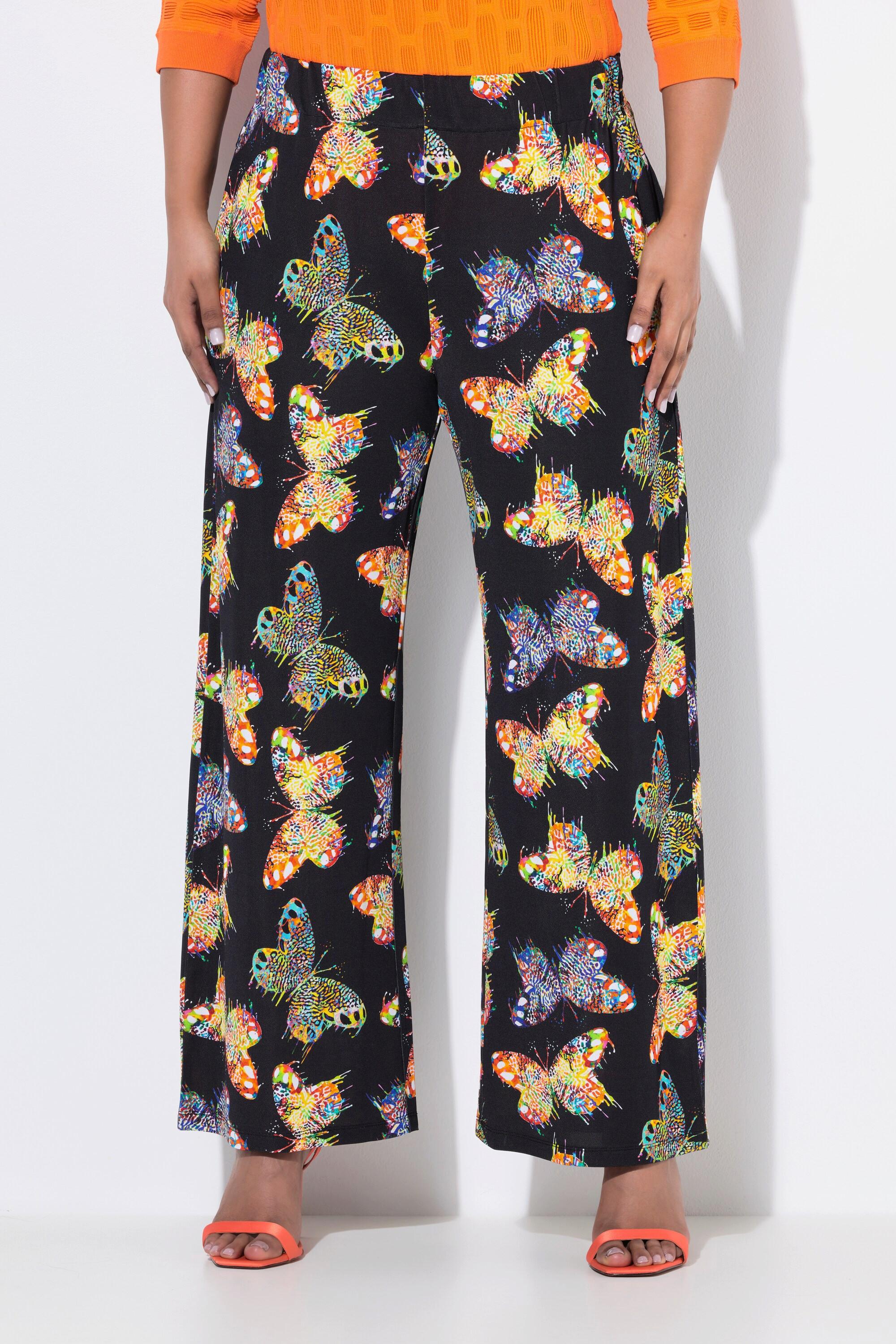 Ulla Popken Slinkyhose, Schmetterlinge, weites Bein, Elastikbund