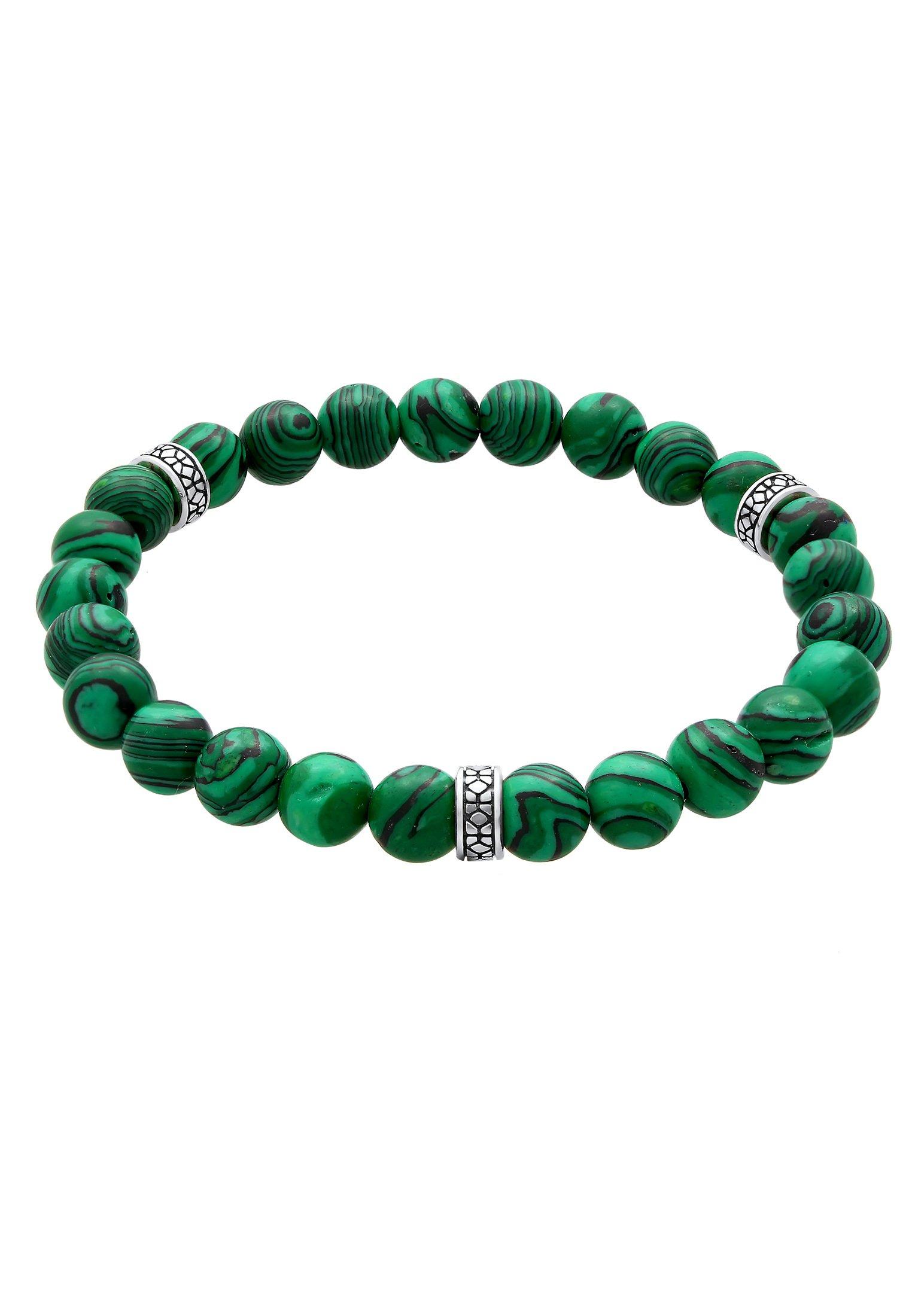 Kuzzoi Armband Synthetischer Malachit Bead 925Er Silber Oxidiert