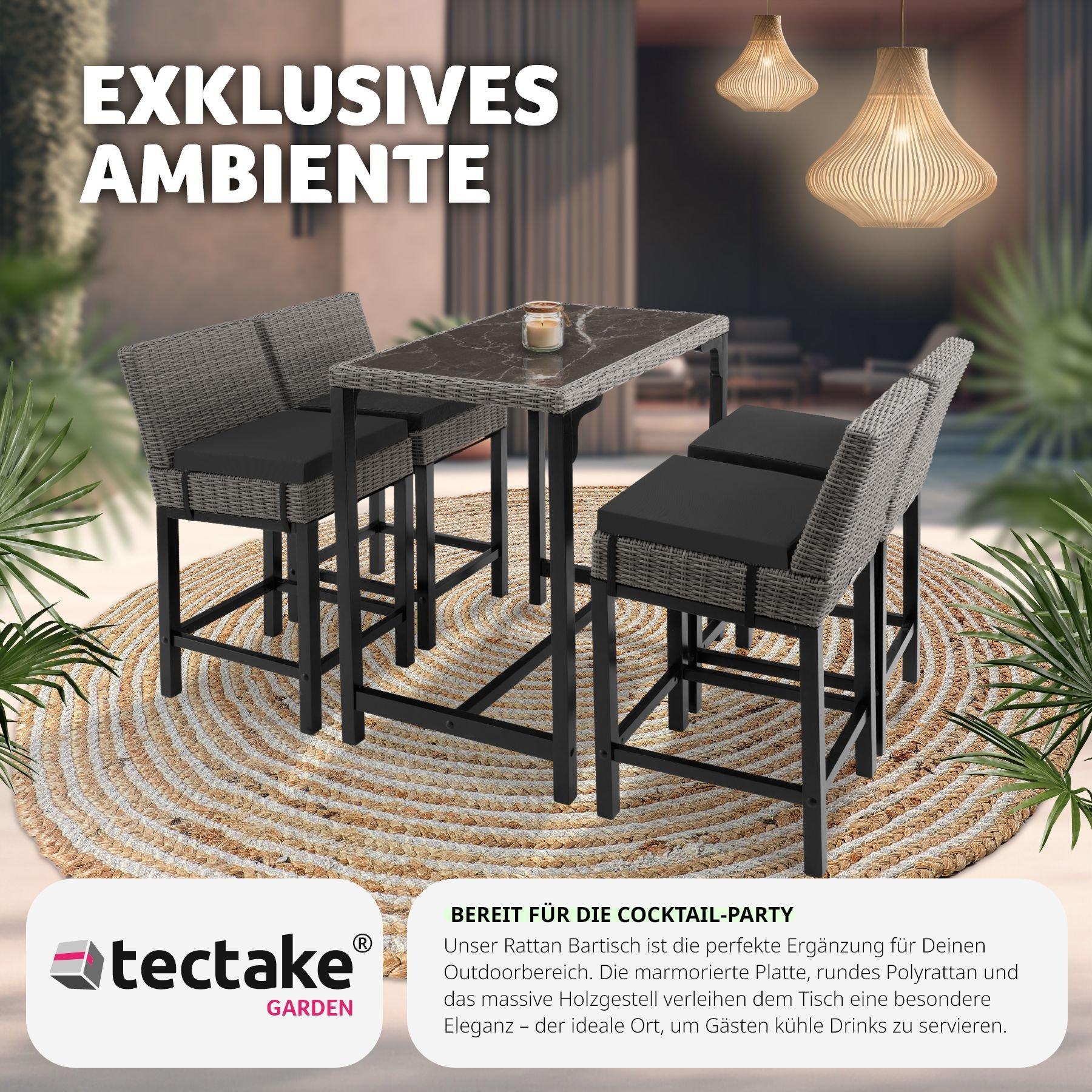 Tectake Rattan Bartisch Kutina 96x65x100cm