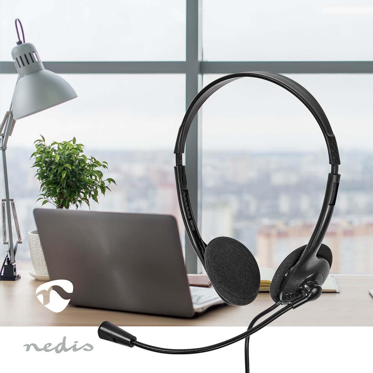 Nedis PC -Headset | On-Ear | Stereo | USB Typ-A / USB Typ-C ™ | Faltbares Mikrofon | Schwarz