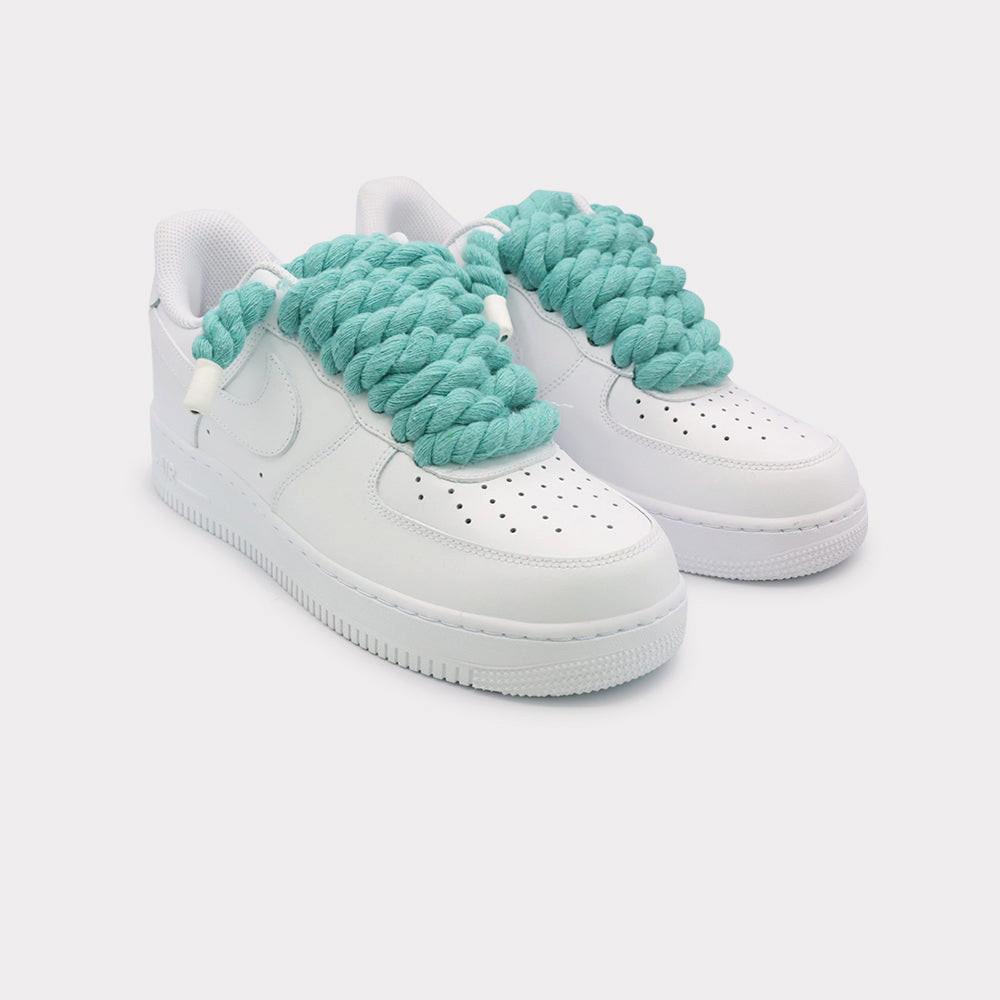 NIKE Air Force 1 White - Rope Lace Mint
