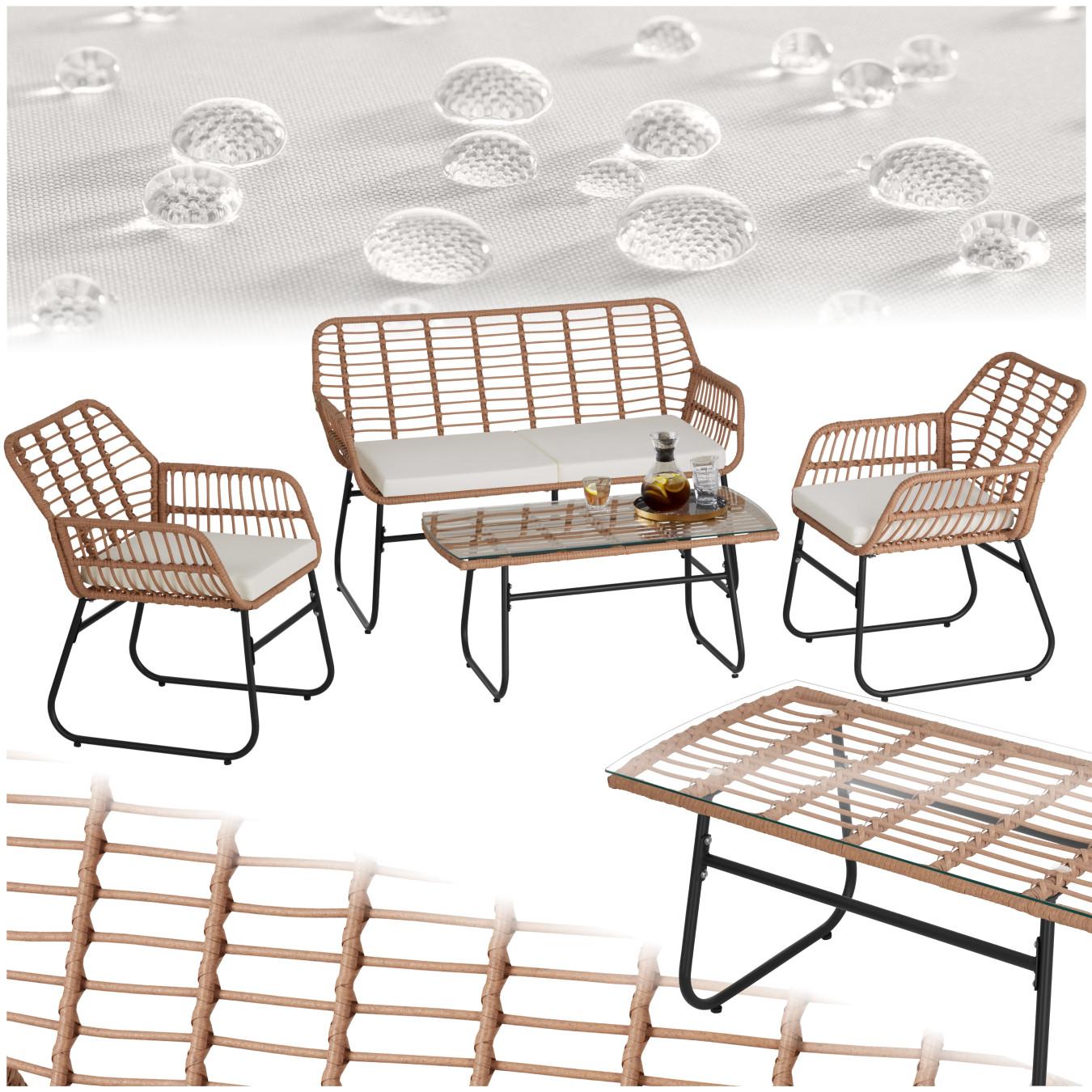 Tectake Rattan Sitzgruppe Molfetta XL für 4 Personen