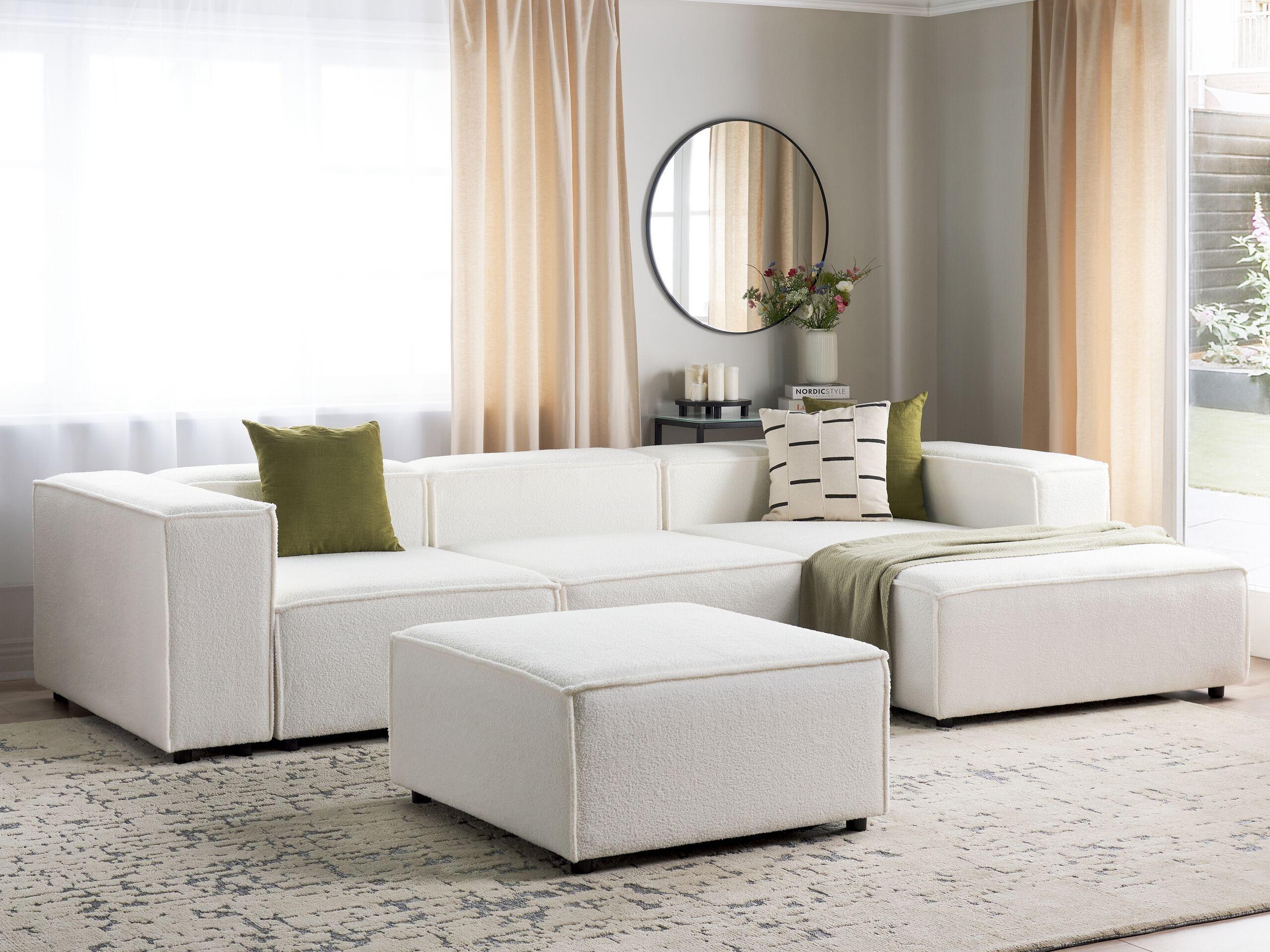 Beliani Sofa mit Ottomane aus Bouclé Modern APRICA