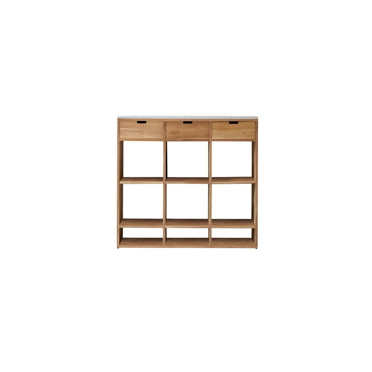 Tikamoon Konsole aus massivem Teak mit Premium-Terrazzo White Miho