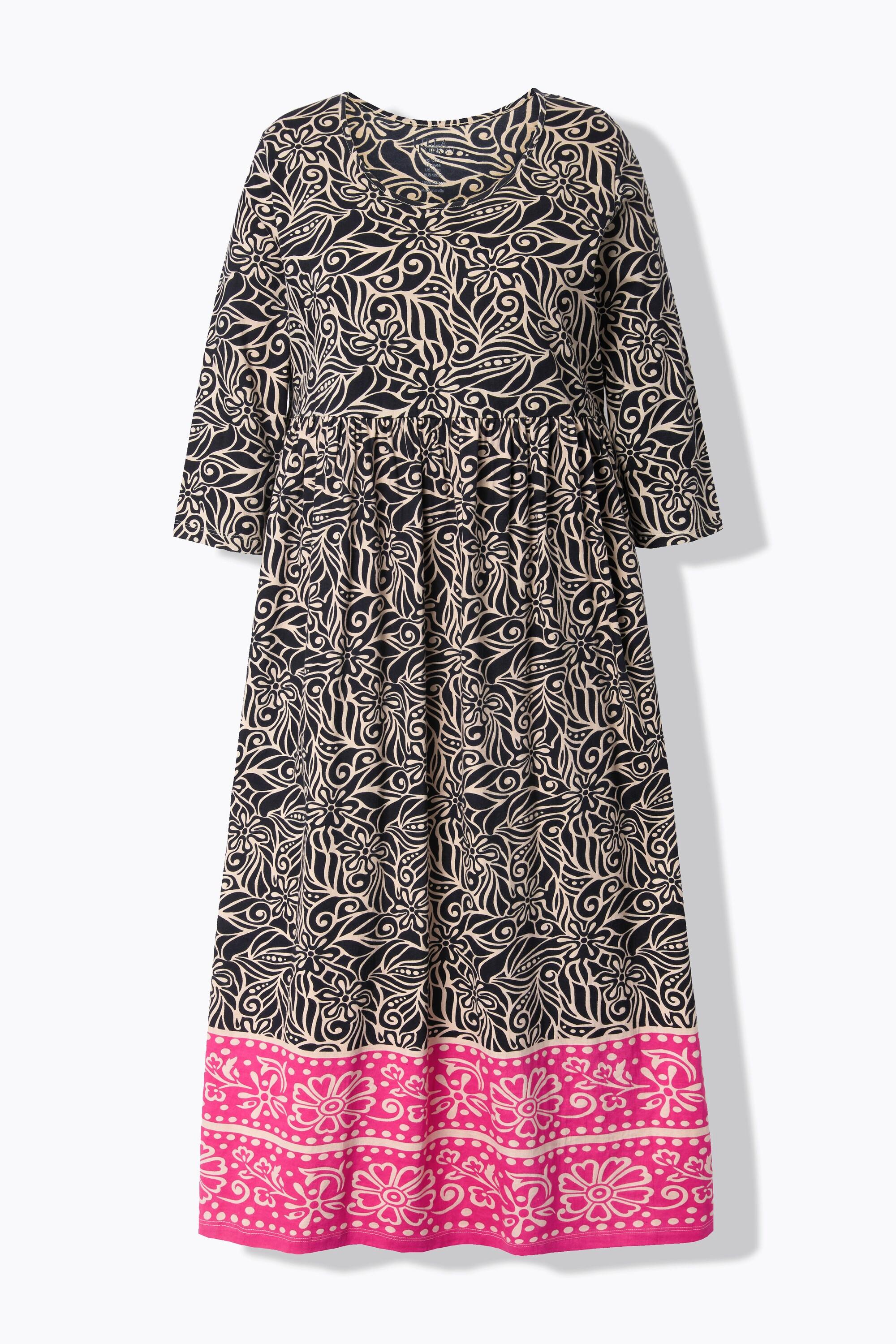 Ulla Popken Jerseykleid A-Linie Rundhals 3/4-Arm mit Taschen