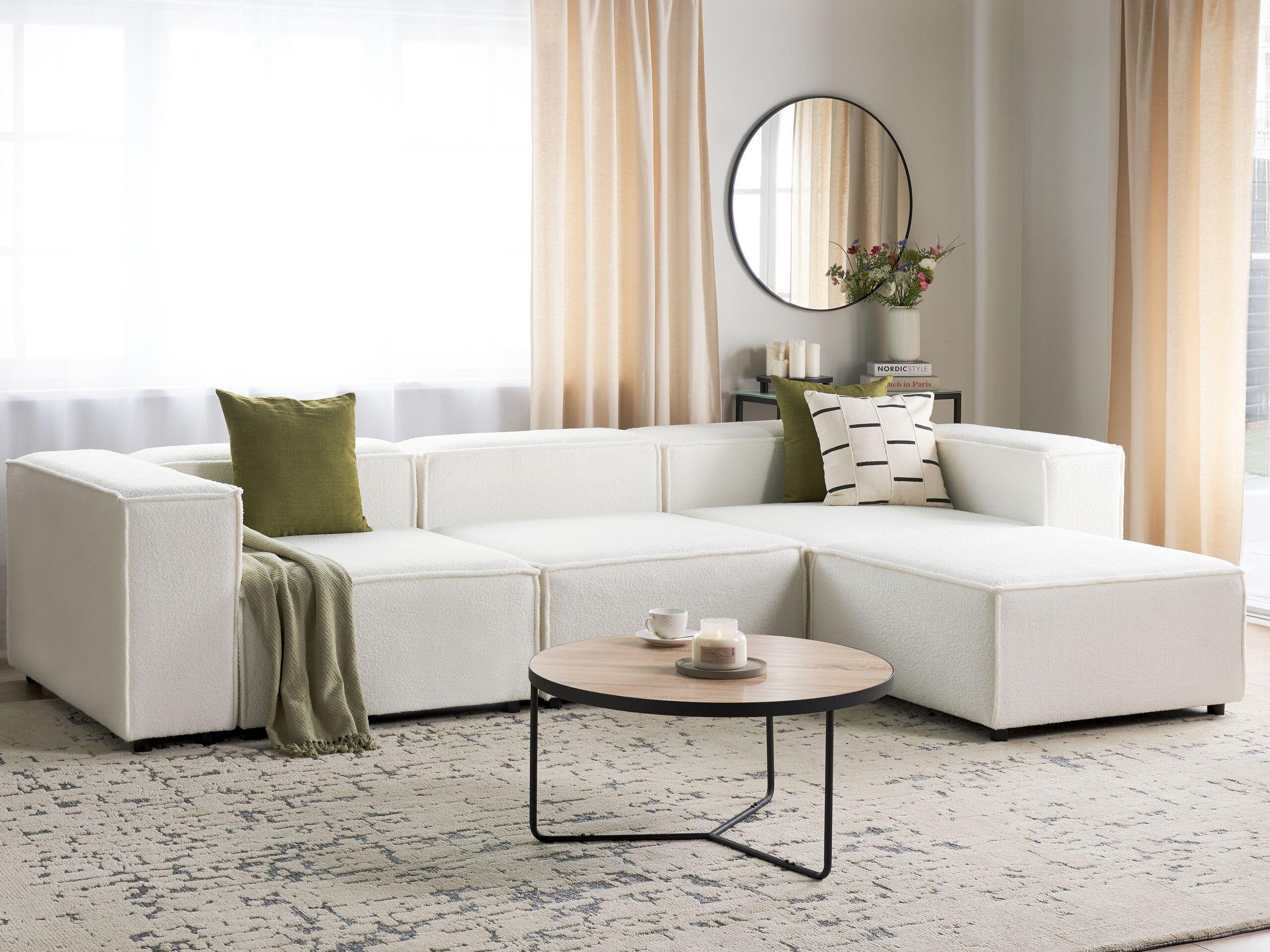 Beliani Sofa mit Ottomane aus Bouclé Modern APRICA