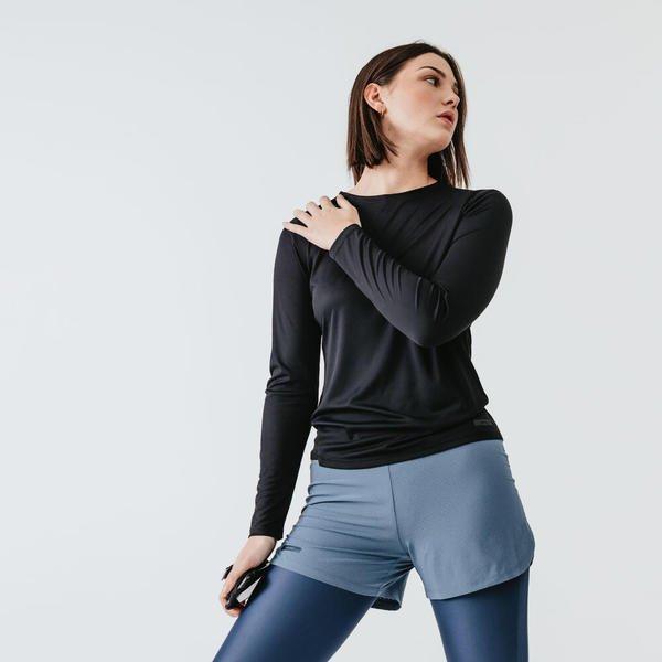 KALENJI Laufshirt langarm Run Sun Protect Damen schwarz