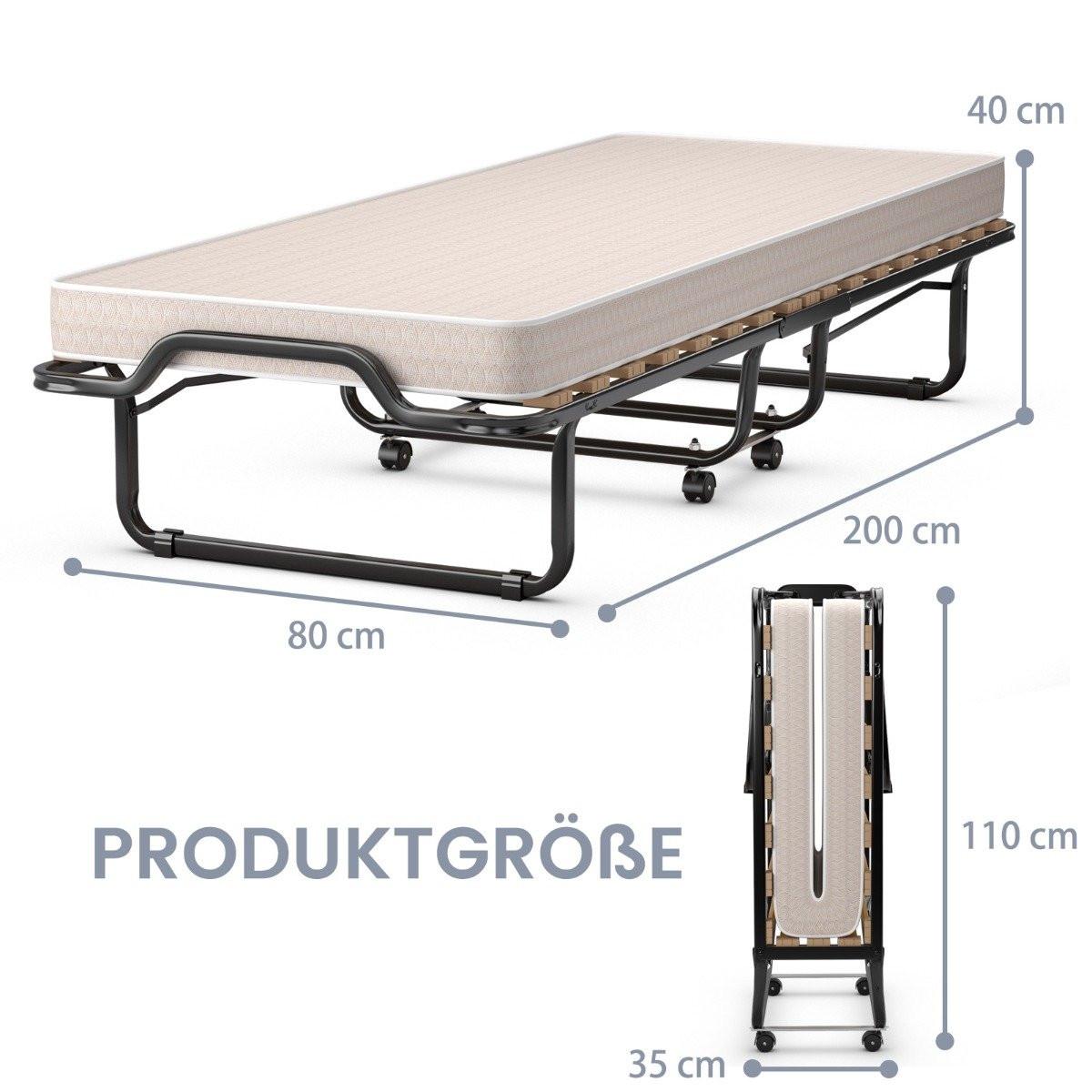 Northio Klappbares Gästebett Faltbares Faltbett mit Matratze aus Rückstellschaum Beige hergestellt in Italien Herkunft: Italien
