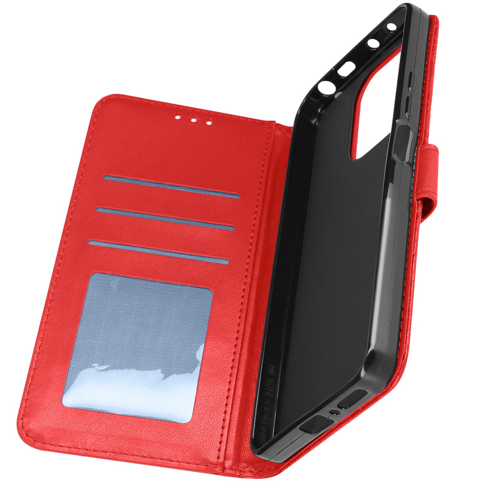Avizar Redmi Note 13 4G Wallet Hülle Rot