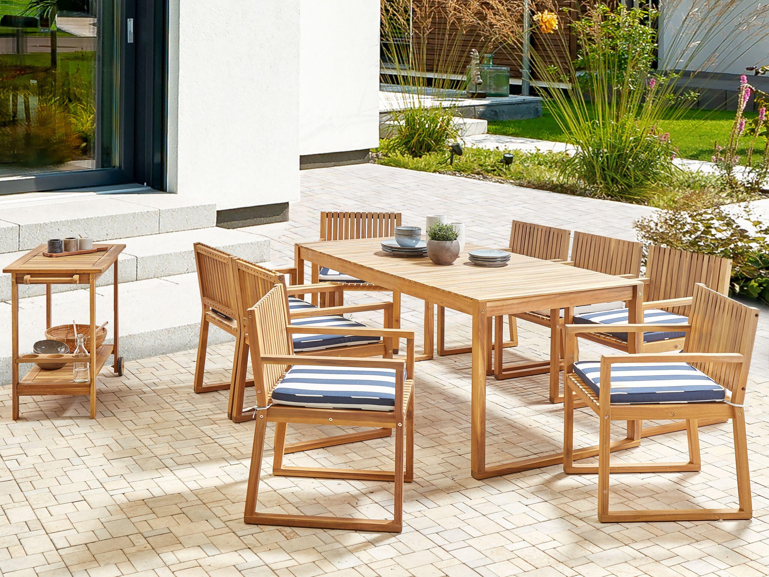 Beliani Garten-Essgruppe für 8 Personen aus FSC® zertifiziertes Akazienholz Klassisch SASSARI II