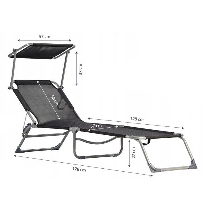 Northix Liegestuhl, Daybed, verstellbarer Gartensessel mit Baldachin,