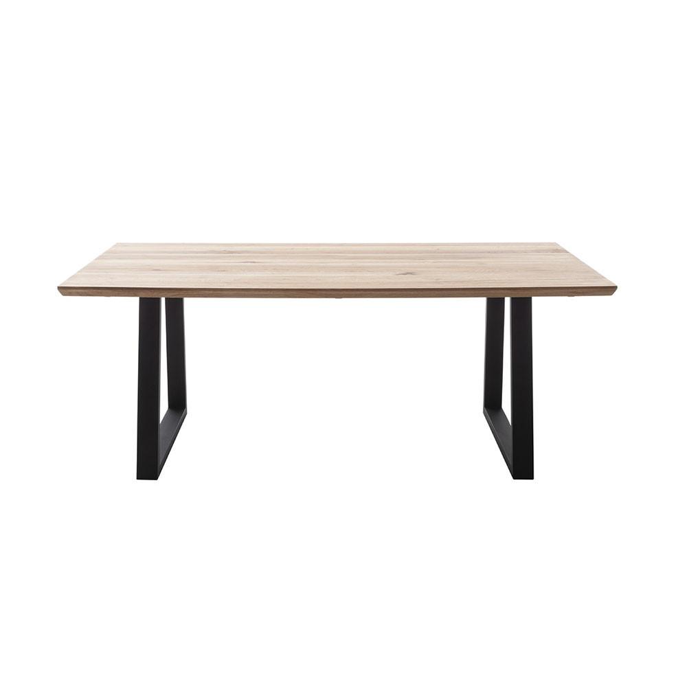 Contini Esstisch Palais 180x90cm Schweizer Kante Zerreiche geölt & Tischgestell Trapez-Form