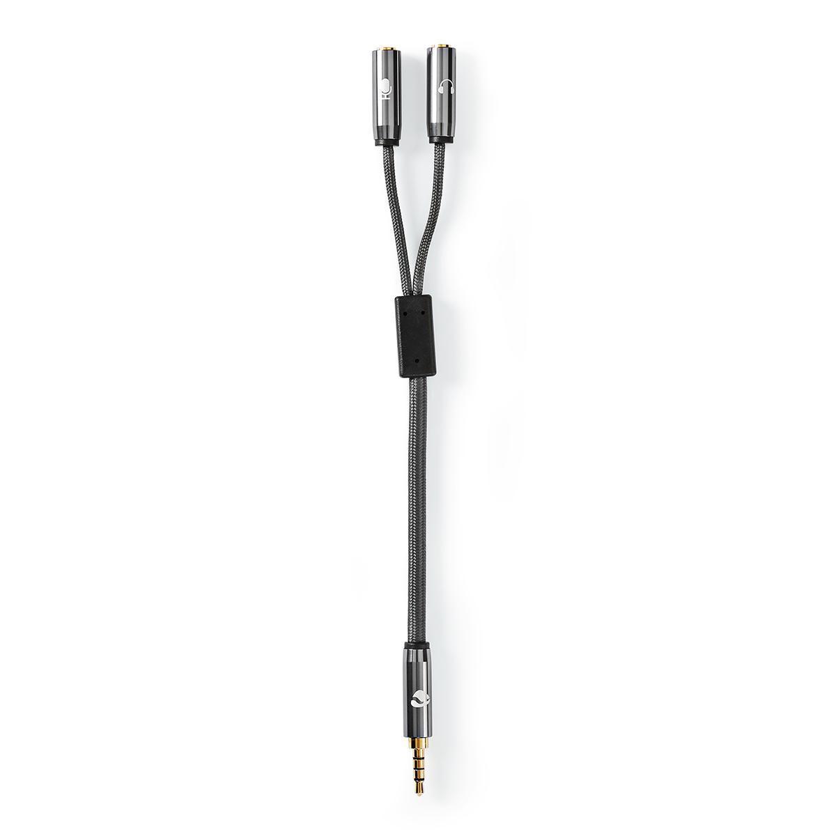 Nedis Stereo-Audiokabel | Stecker | Buchse | Vergoldet | Rund | Grau / Grau mit Metall | Pappschachtel mit abgedecktem Fenster