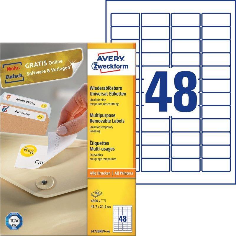 Avery-Zweckform AVERY ZWECKFORM Universaletiketten 45,7x21,2mm, 4800S.